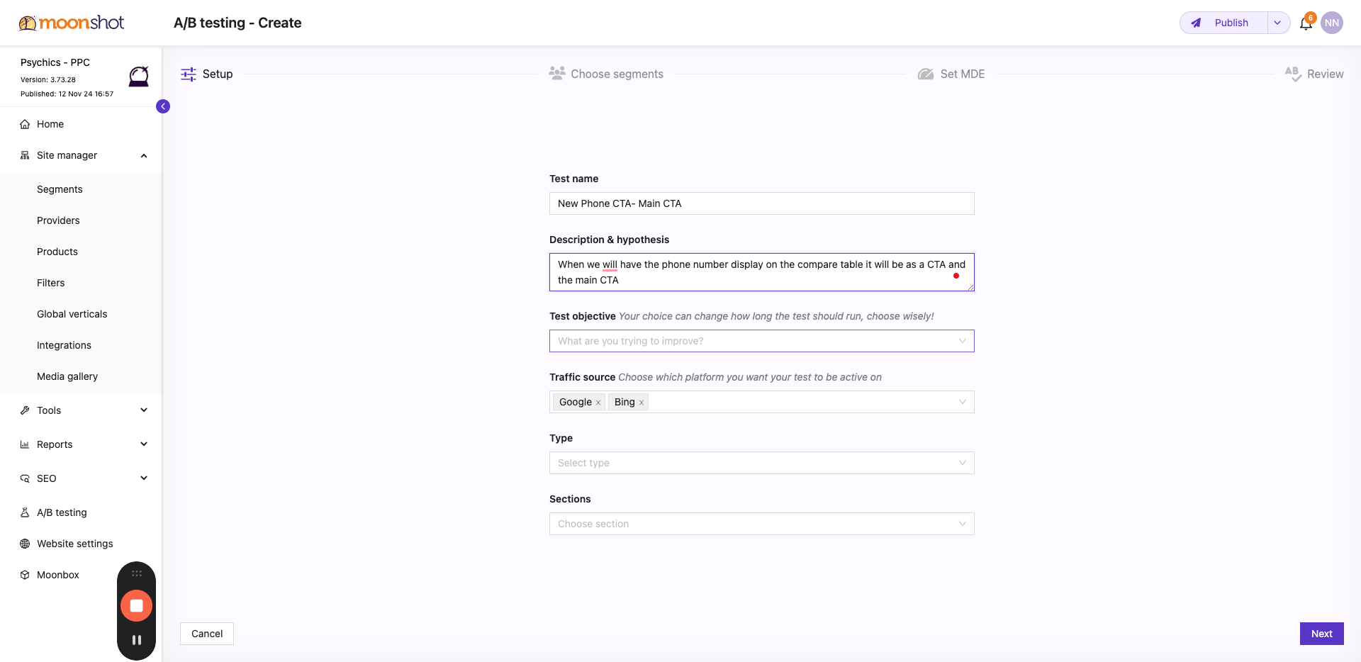 Step #36: Click on "What are you trying to improve ?"
