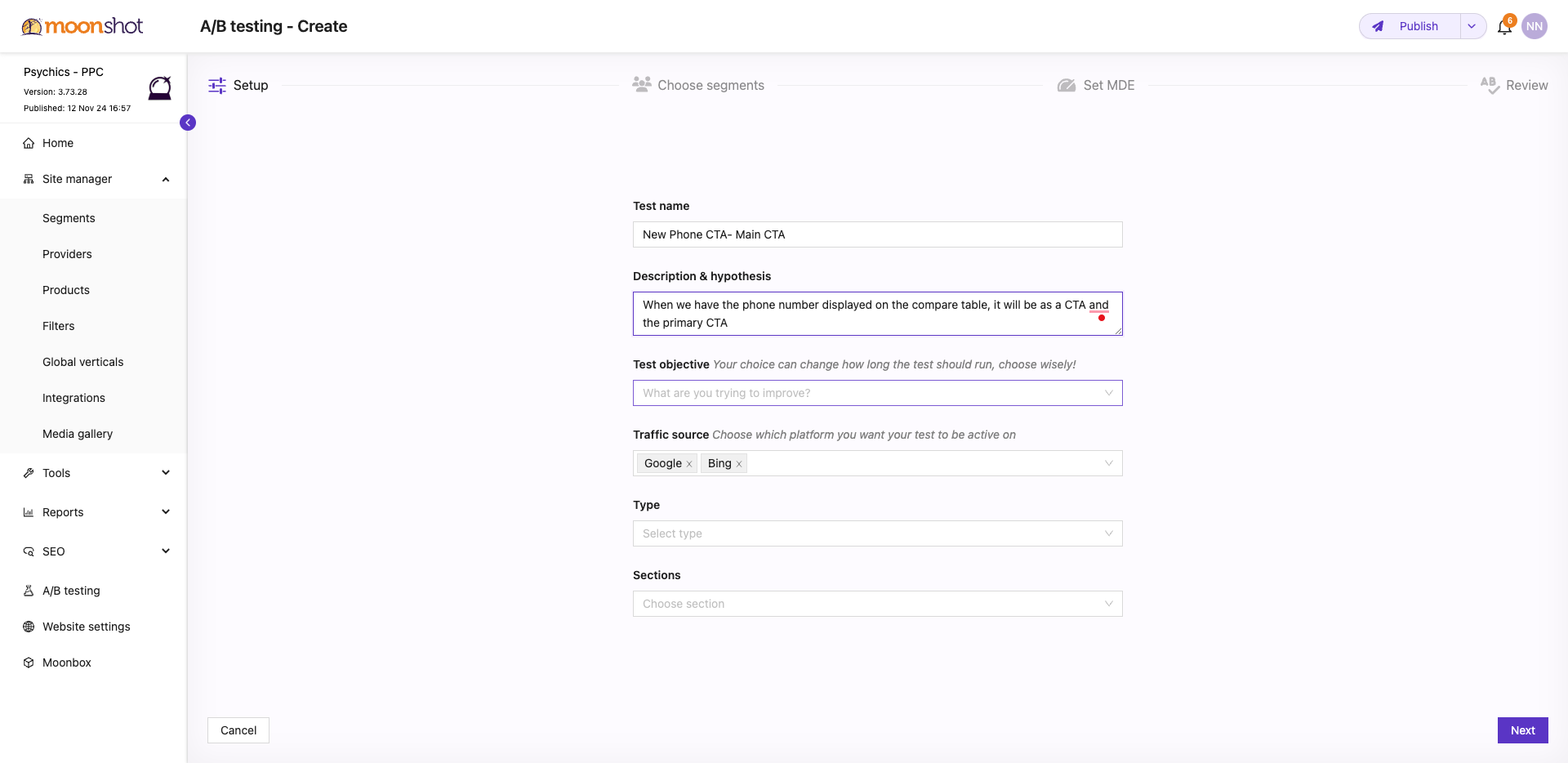 Step #39: Click on "What are you trying to improve ?"