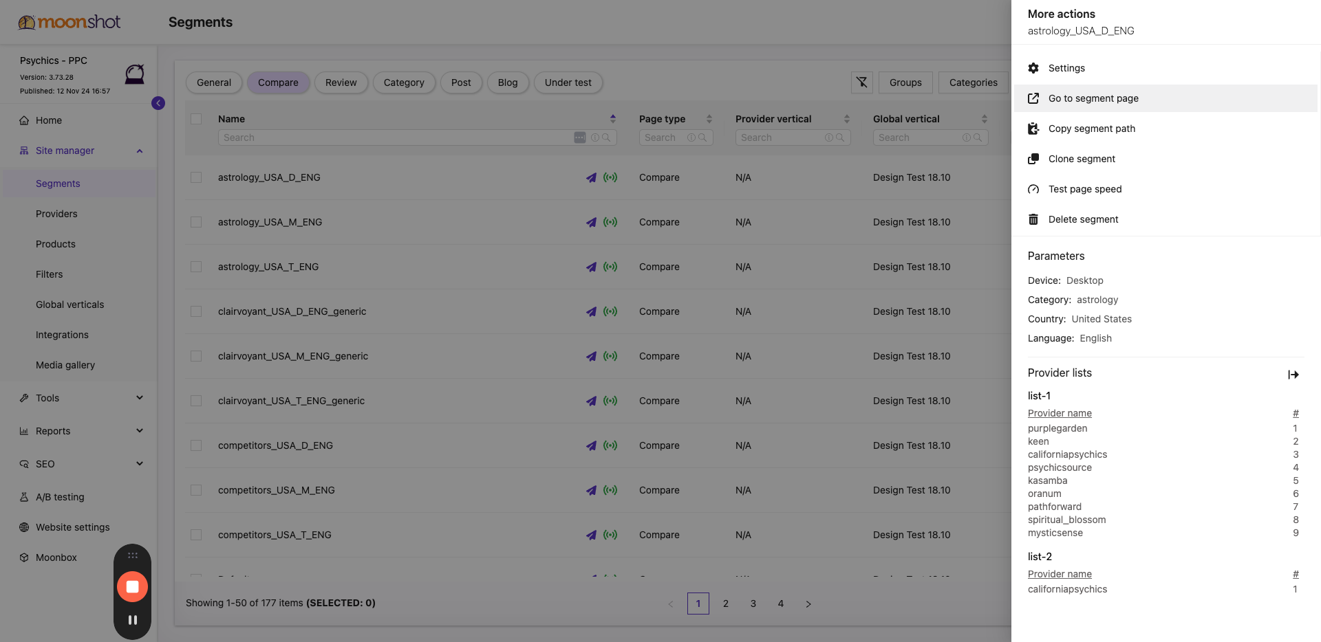 Step #11: Click on "Go to segment page"