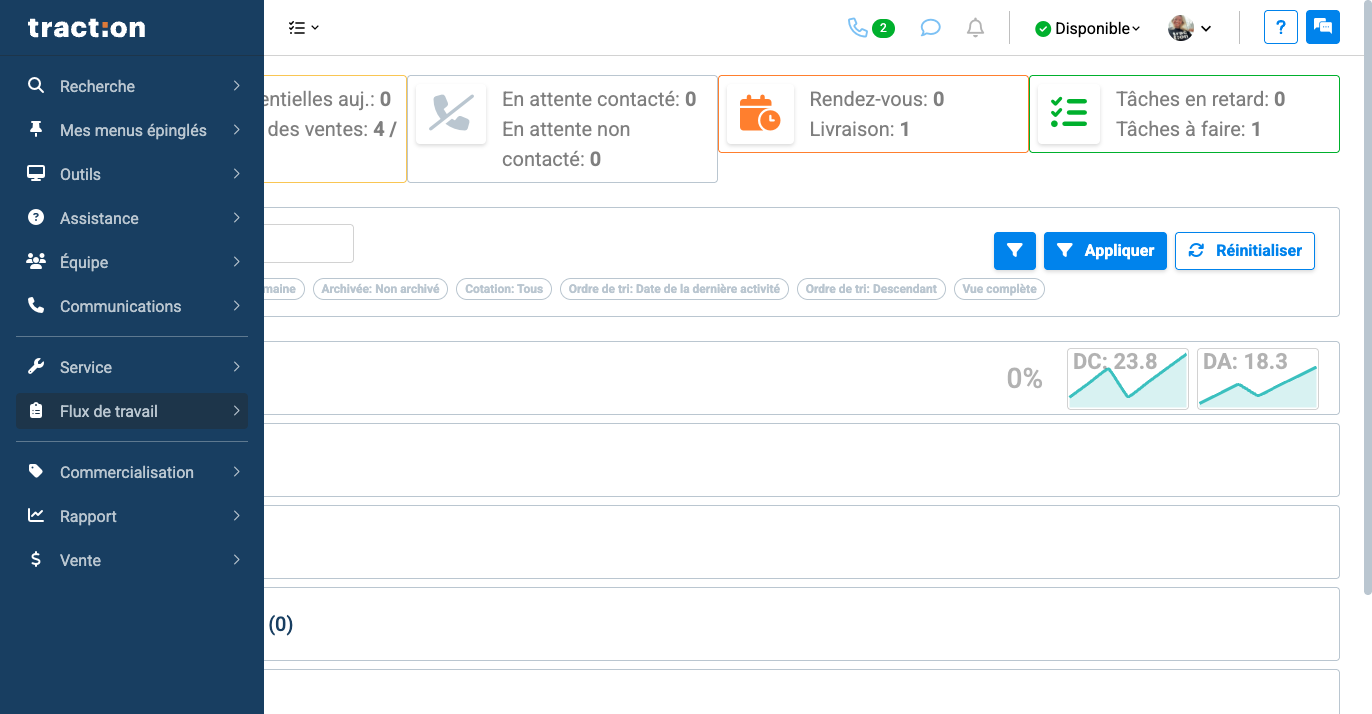 Step #1: Dans le menu de gauche Cliquez sur "Flux de travail"