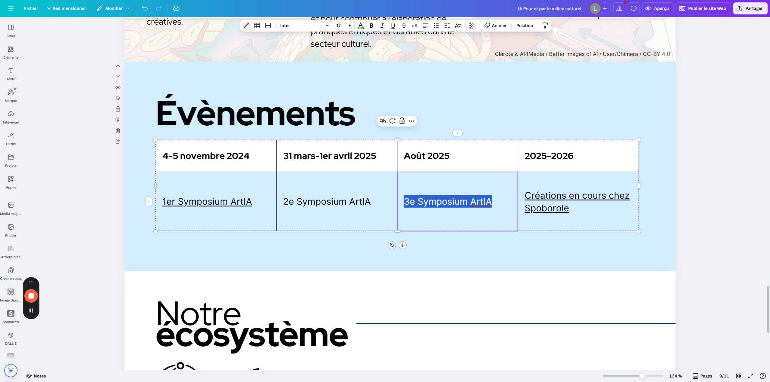Step #10: Cliquez sur "3e Symposium ArtIA"