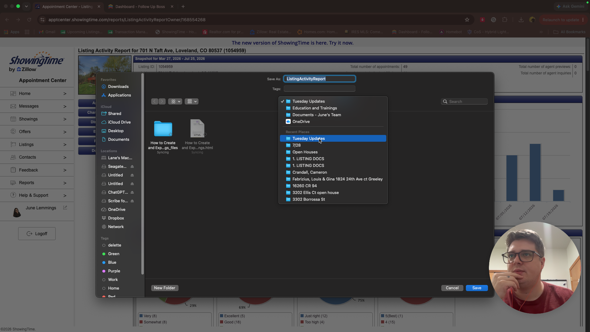Step #4: Select your dedicated Tuesday Updates folder in the save dialog box.