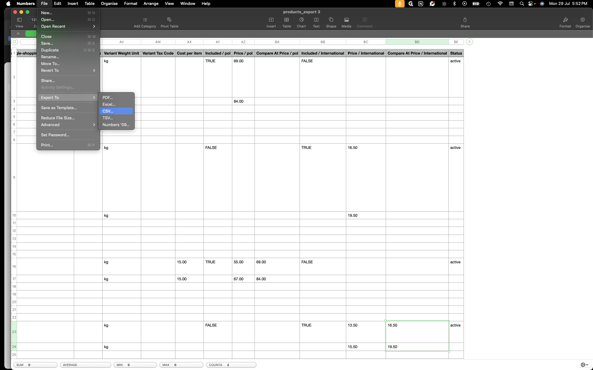 Step #7: Kliknijcie "Excel ... CSV ..."