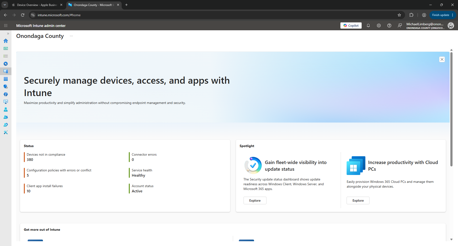 Step #10: Browse to https://intune.microsoft.com/ to login to Intune, then click on Devices in the left navigation menu.