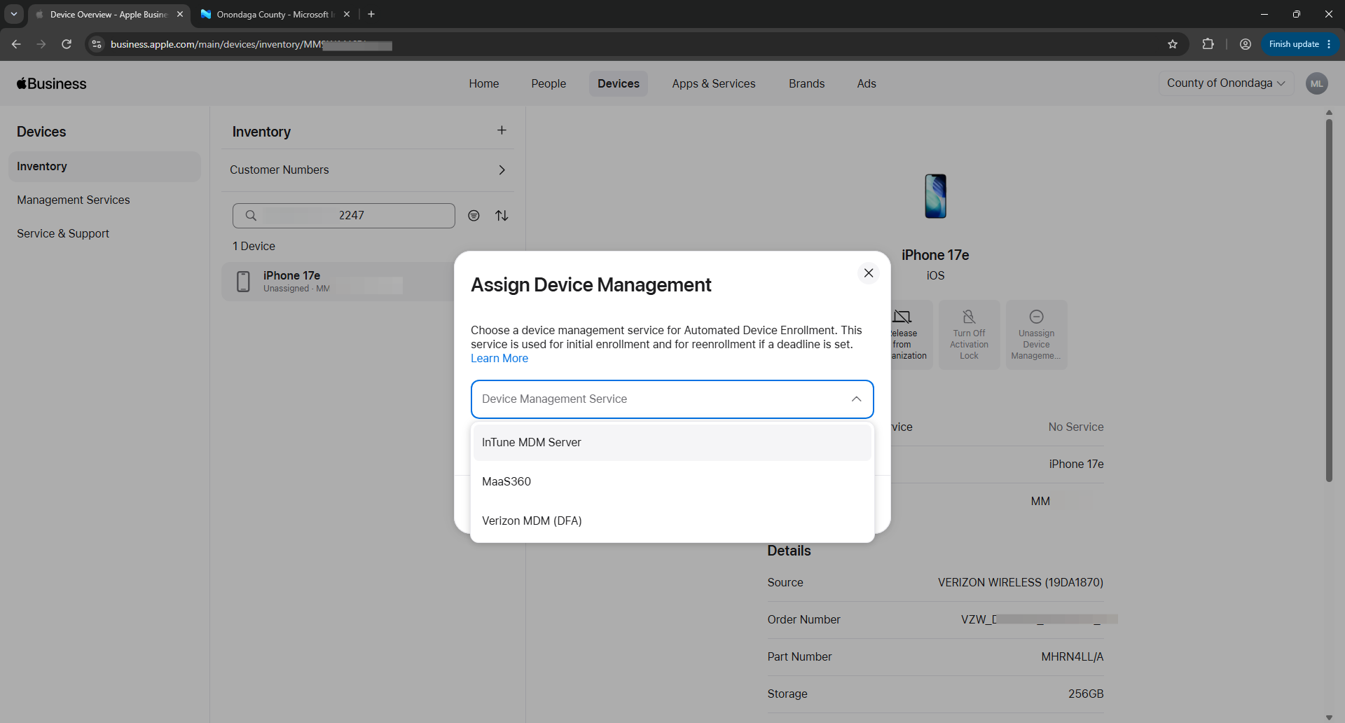 Step #6: Click on InTune MDM Server from the list of services.