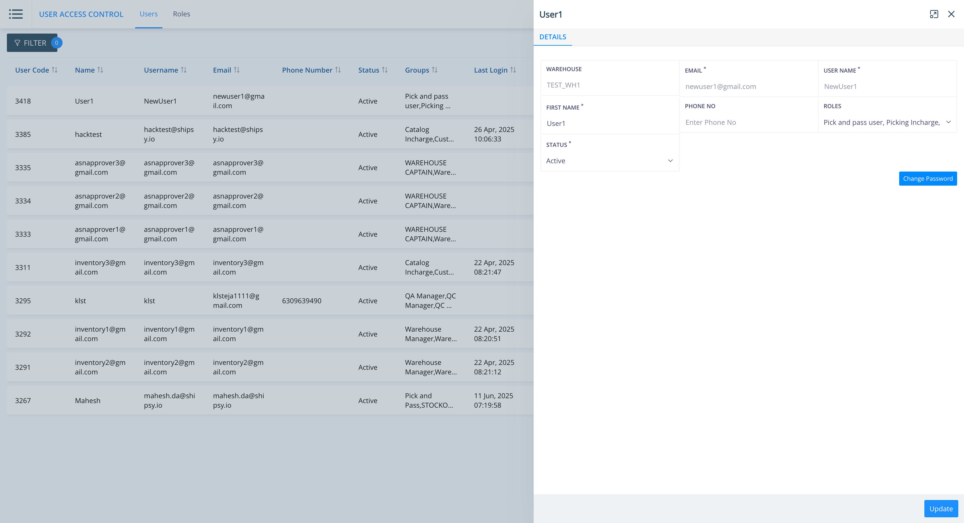 Step #9: Now we land on the User Update page. Click on Update to save the changes.