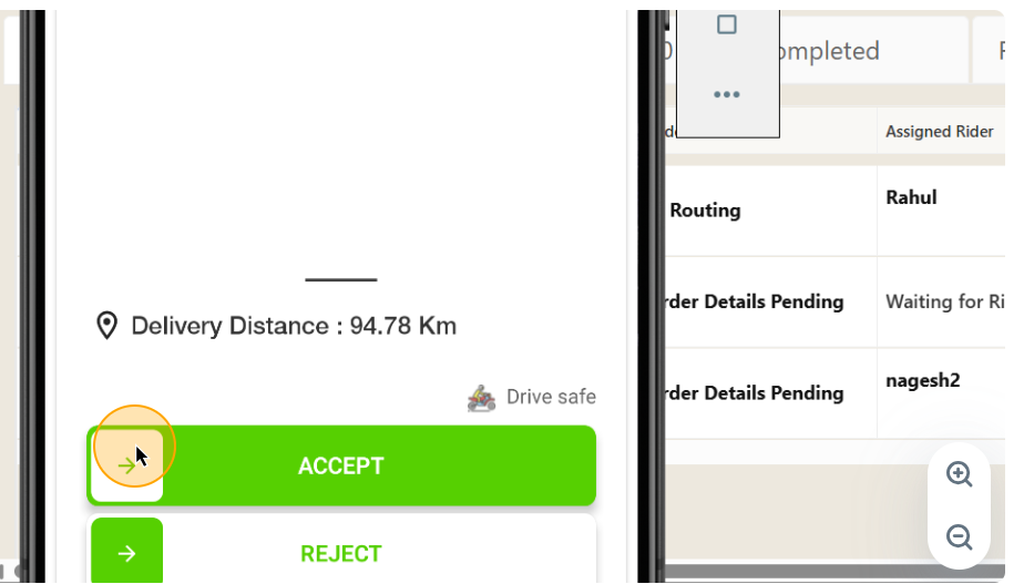 Step #14: To confirm the delivery, slide the 'Accept' option from the left to the right. Conversely, to decline, slide the 'Reject' option from the left to the right.