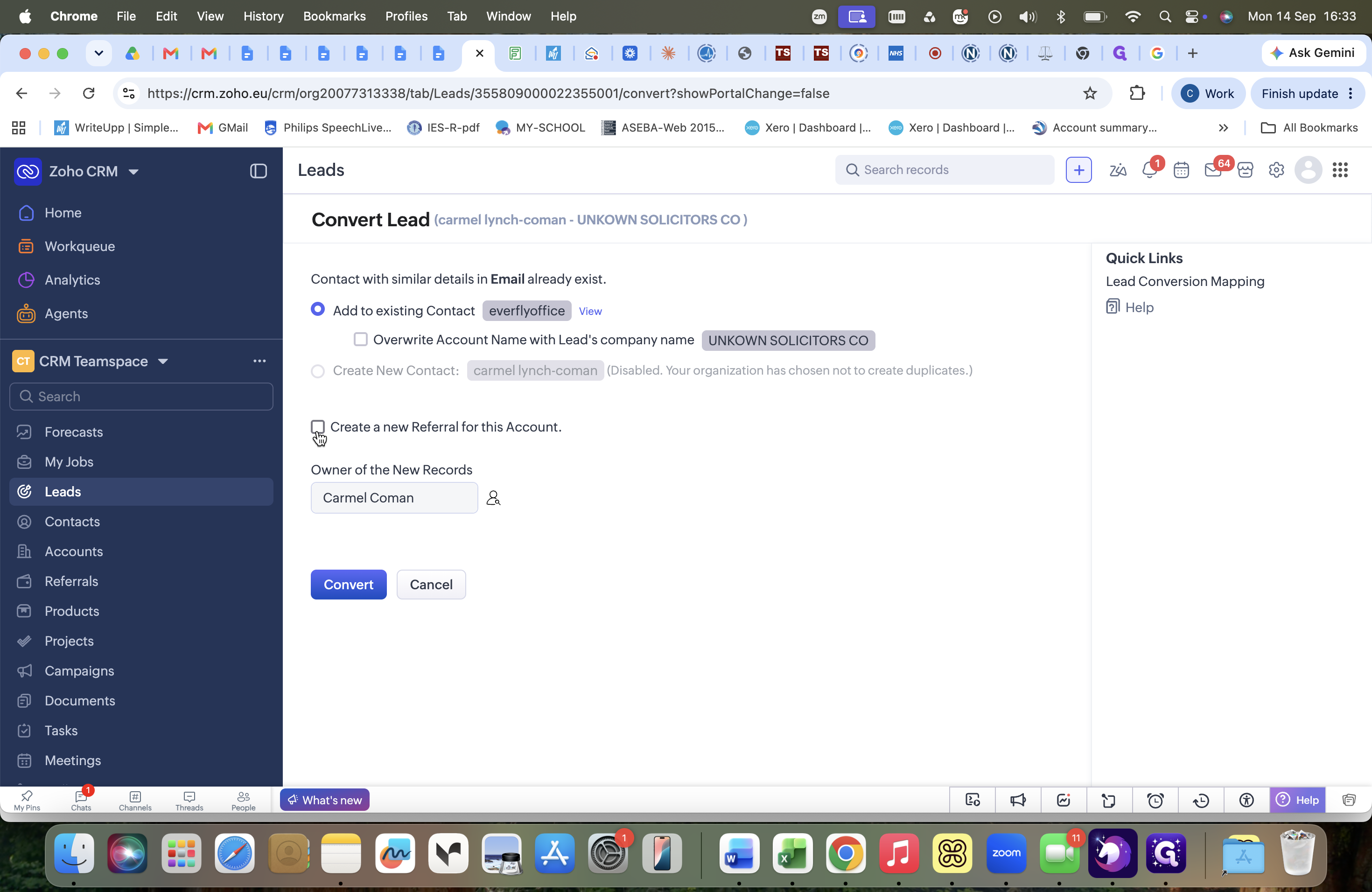 Step #17: Select the Create a new Referral for this Account. checkbox.