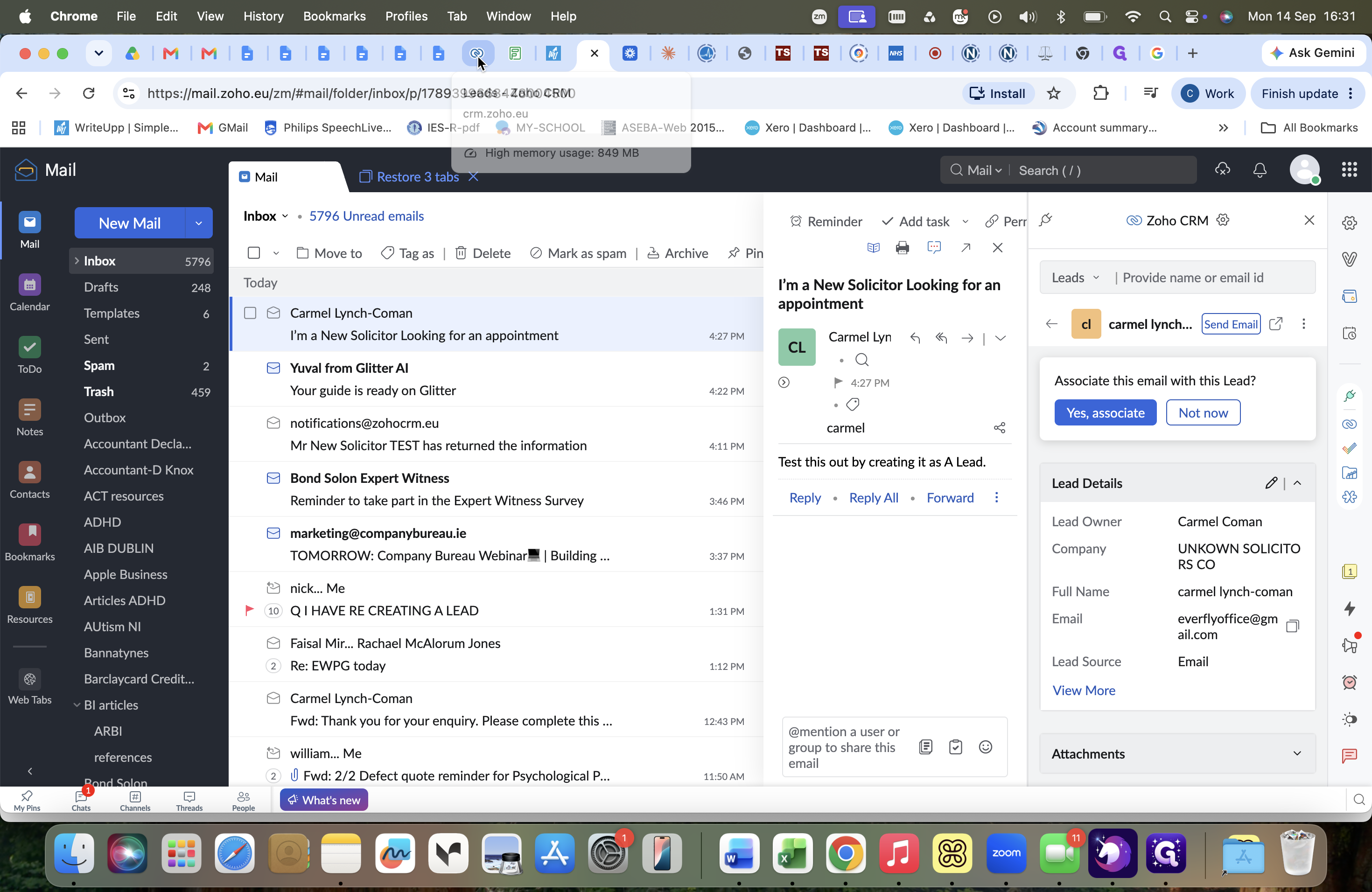 Step #13: Open the Zoho CRM browser tab.