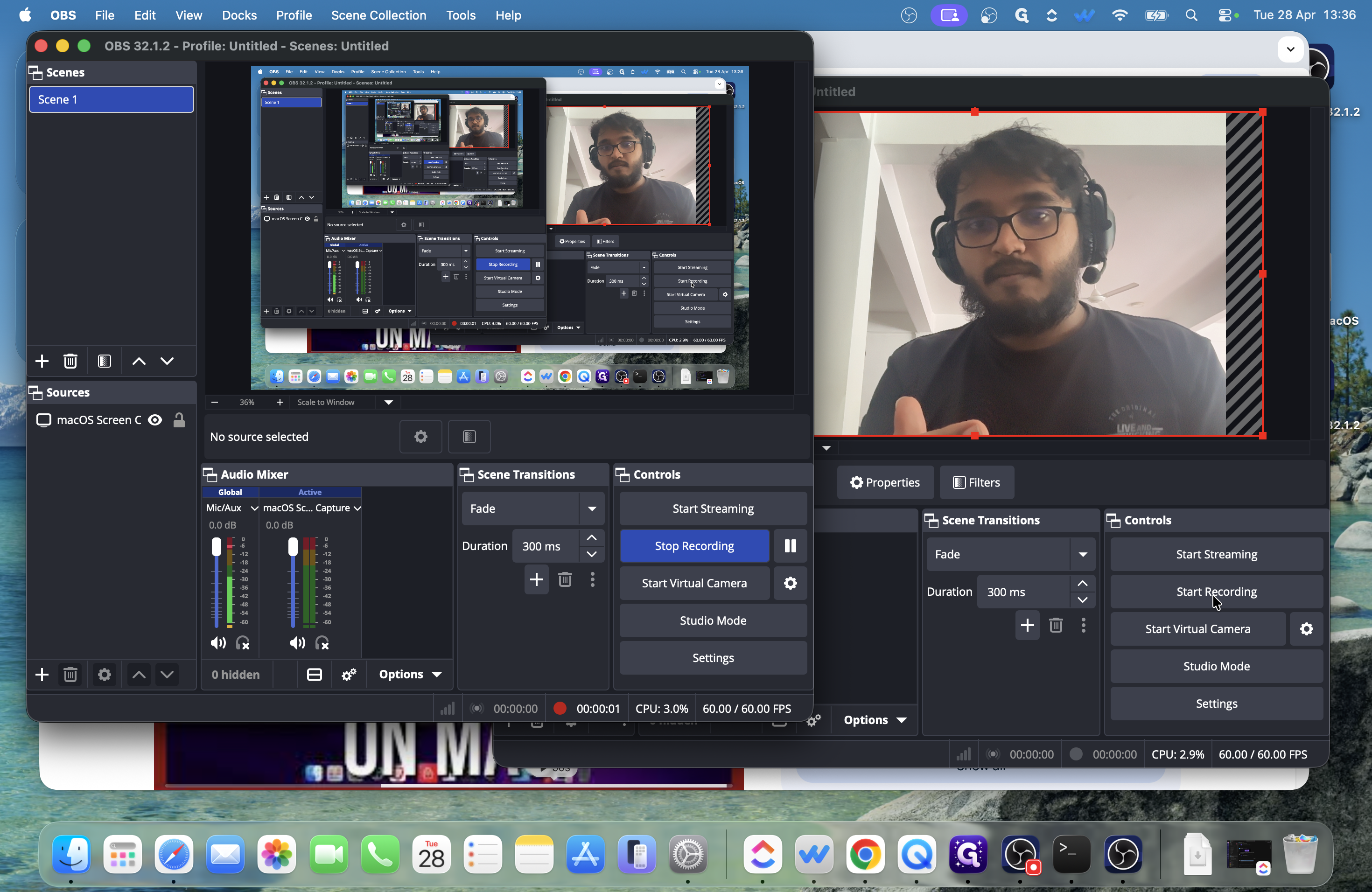 Step #16: Click Start Recording on your secondary camera OBS window.