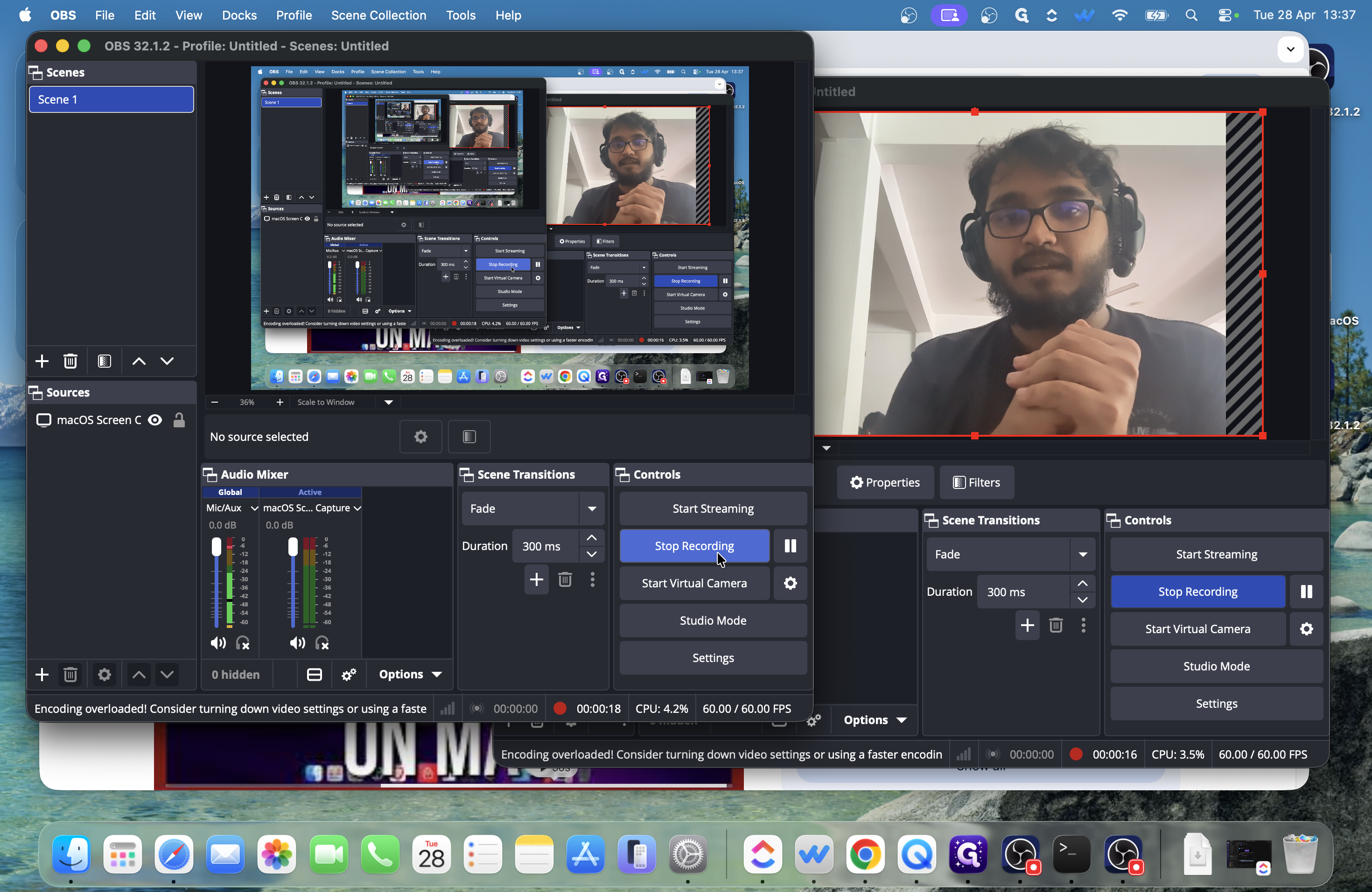 Step #17: When you are finished, return to the first OBS window and click Stop Recording.