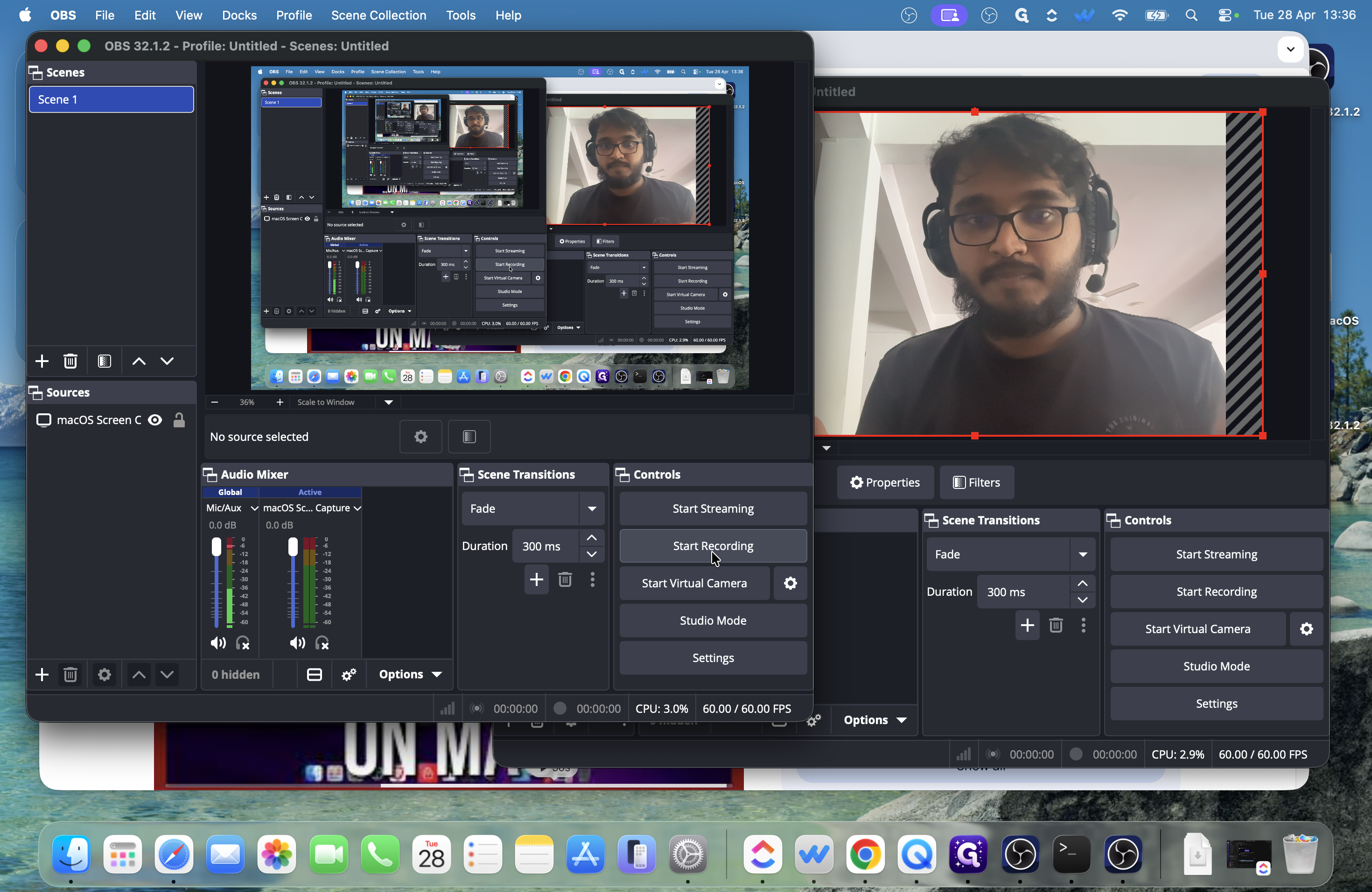 Step #15: Click Start Recording on your primary screen capture OBS window.