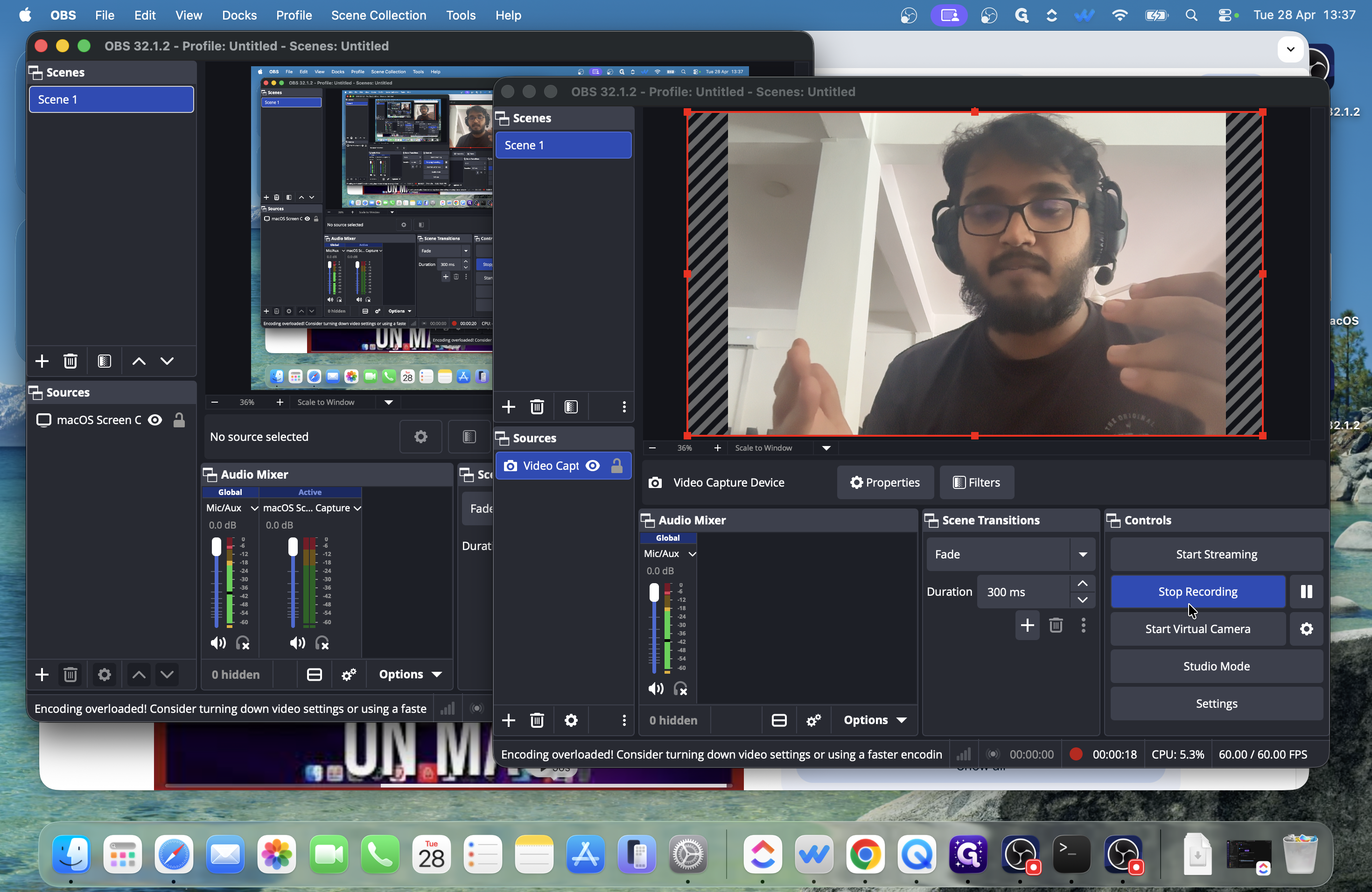 Step #18: Go to the second OBS window and click Stop Recording.