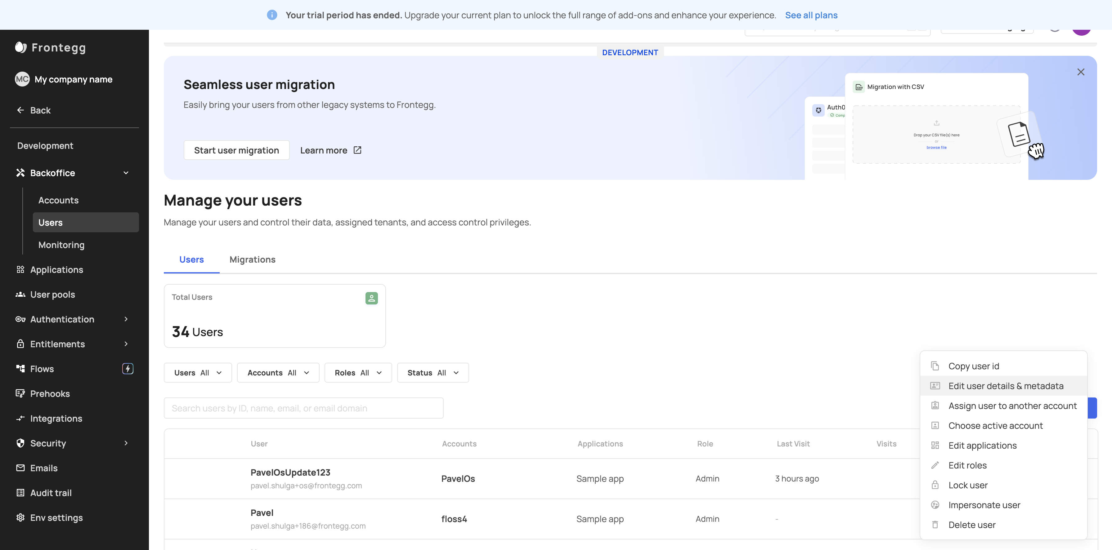 Step #30: Click on "Edit user details & metadata"