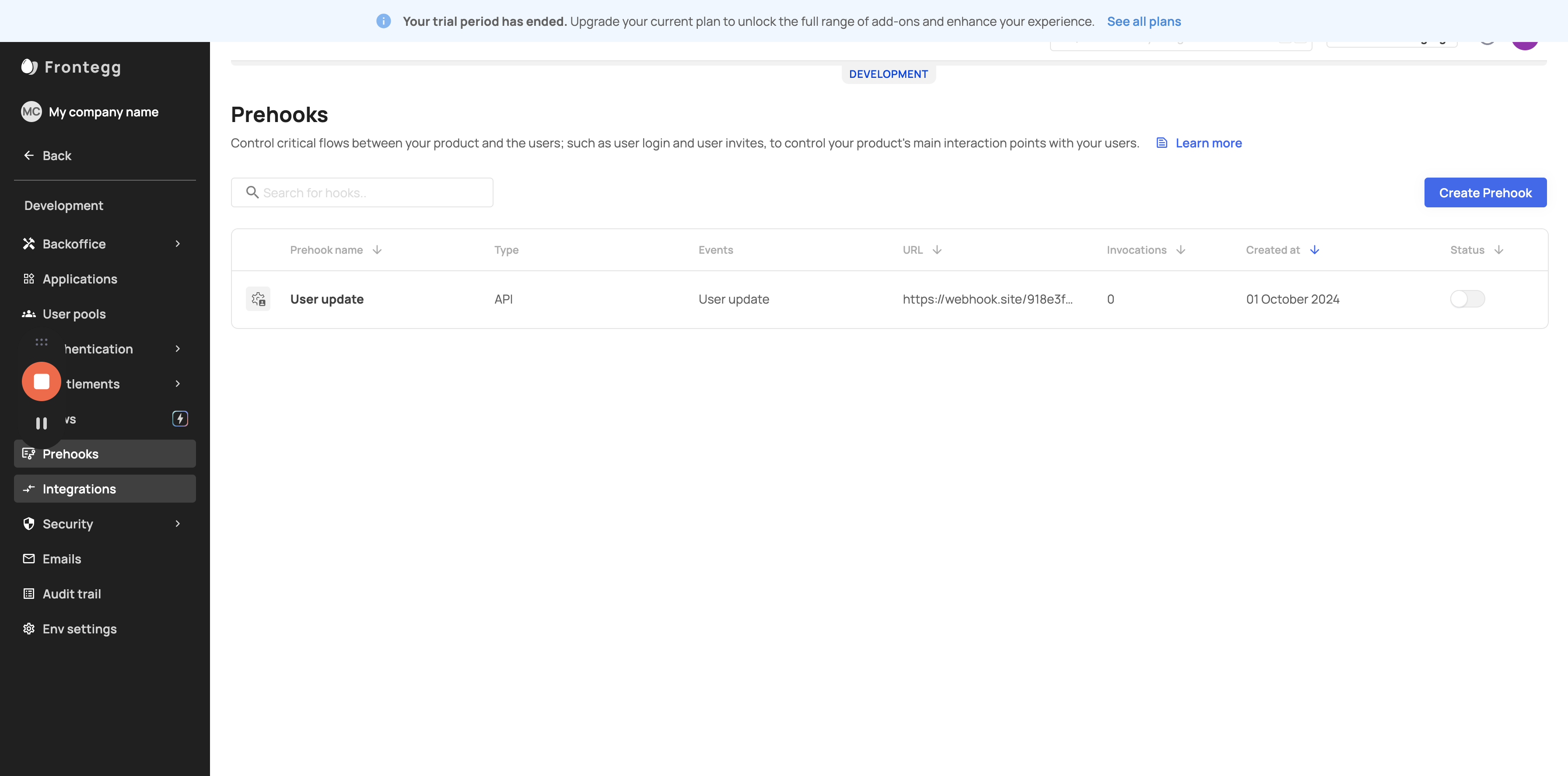Step #19: Click on "→ Integrations"