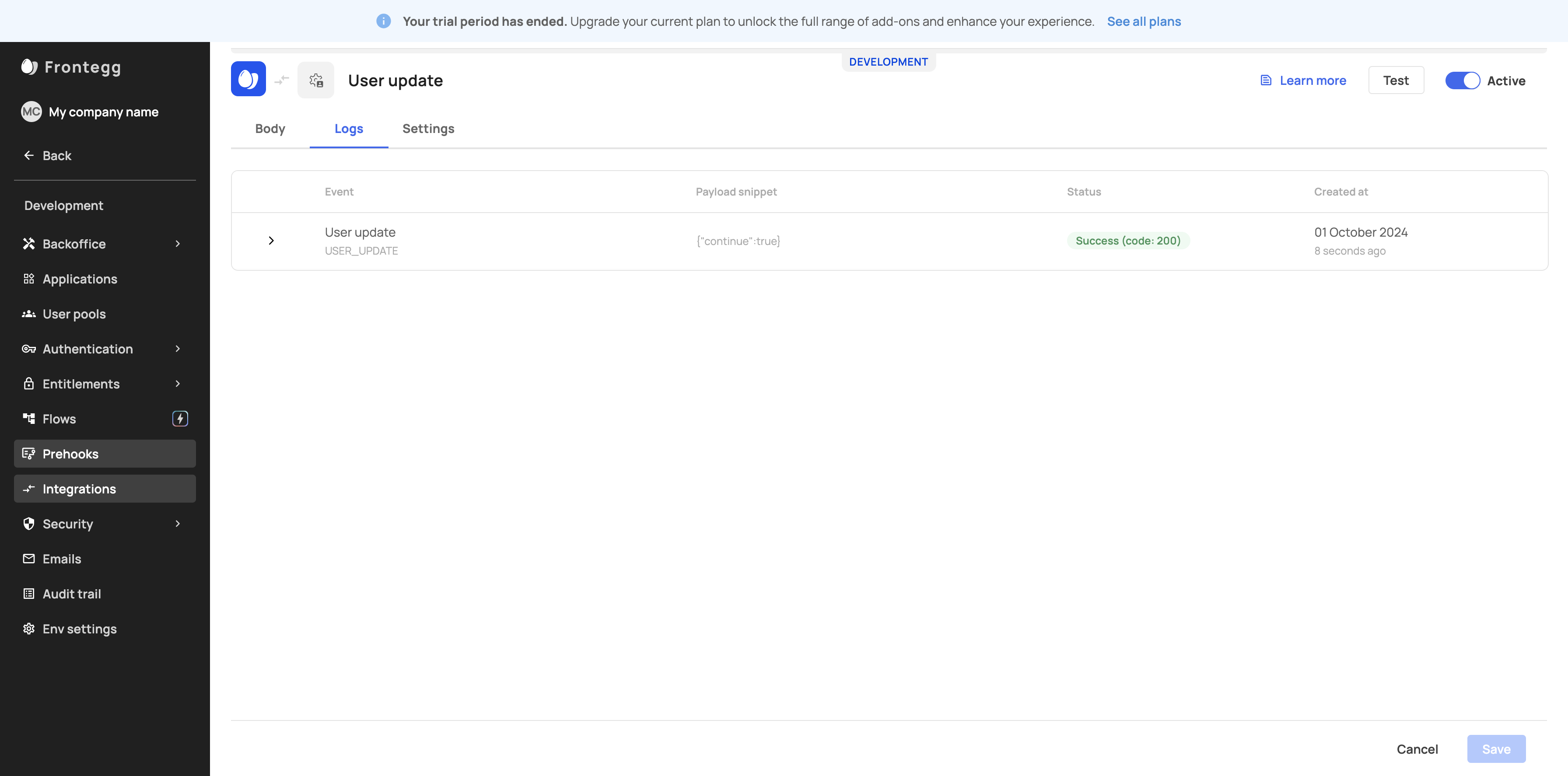 Step #38: Click on "Integrations"