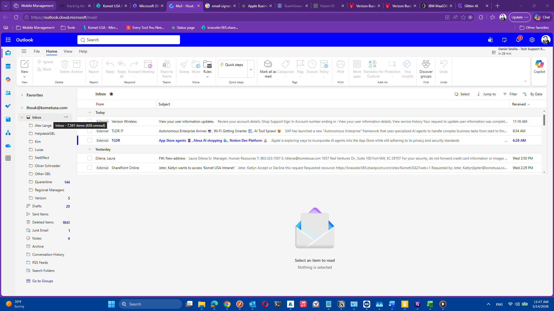 Step #1: Right-click the folder you want to share, such as your Inbox, in the left-hand navigation pane.