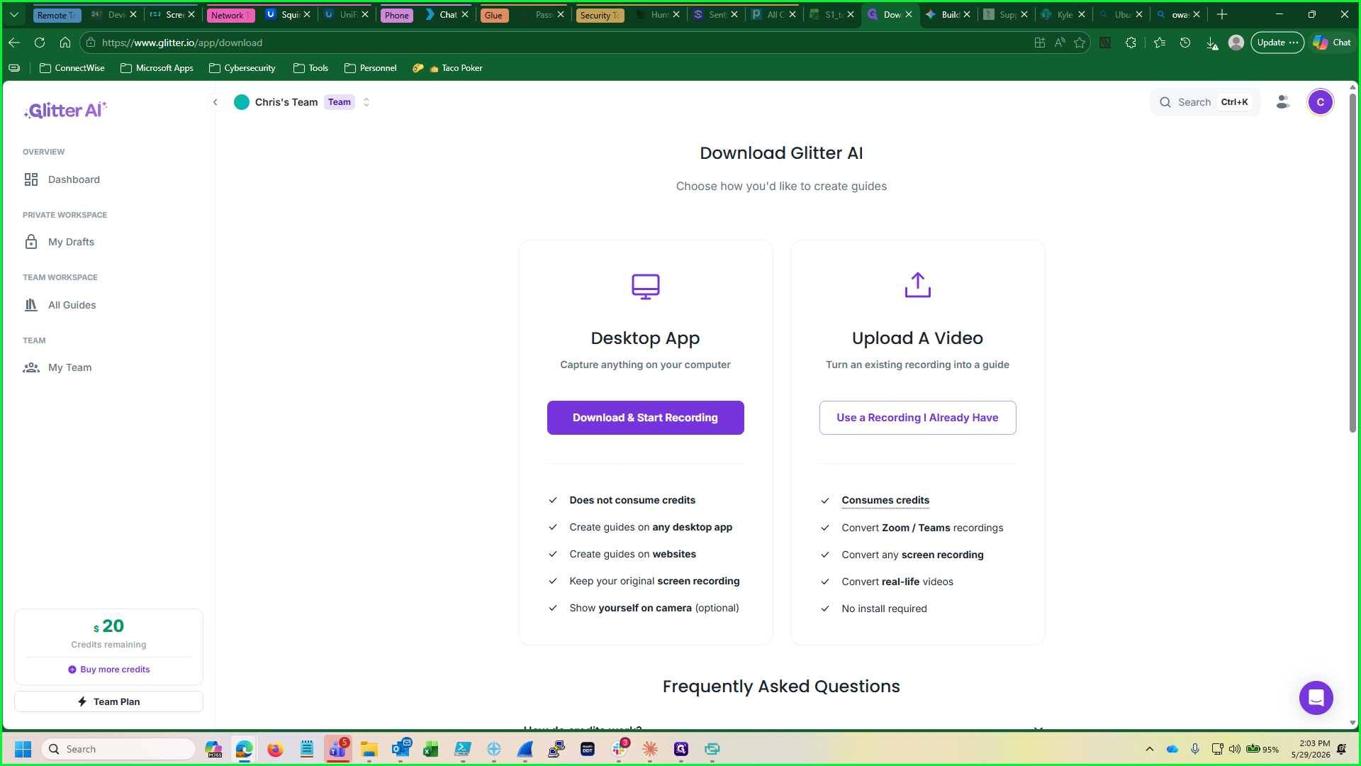 Step #1: Click Download & Start Recording to install the Glitter AI desktop application.