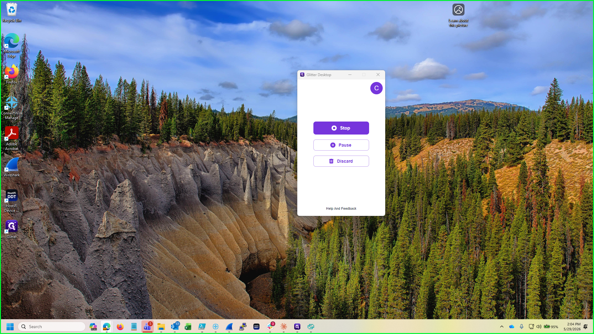 Step #8: Use the widget controls to manage the current recording session.