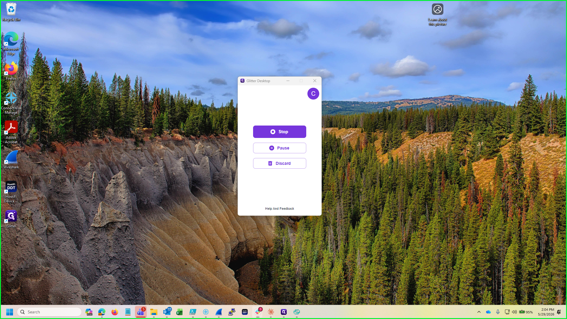 Step #7: Open the Glitter Desktop application window and click Stop.