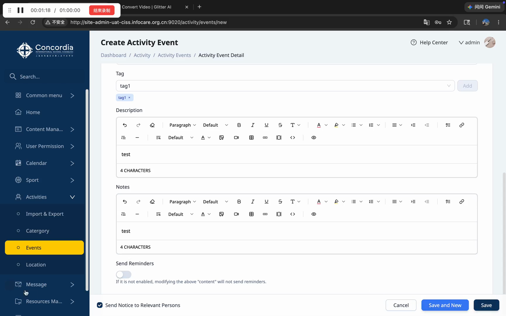 Step #14: Click Save in the bottom-right corner to publish the event.