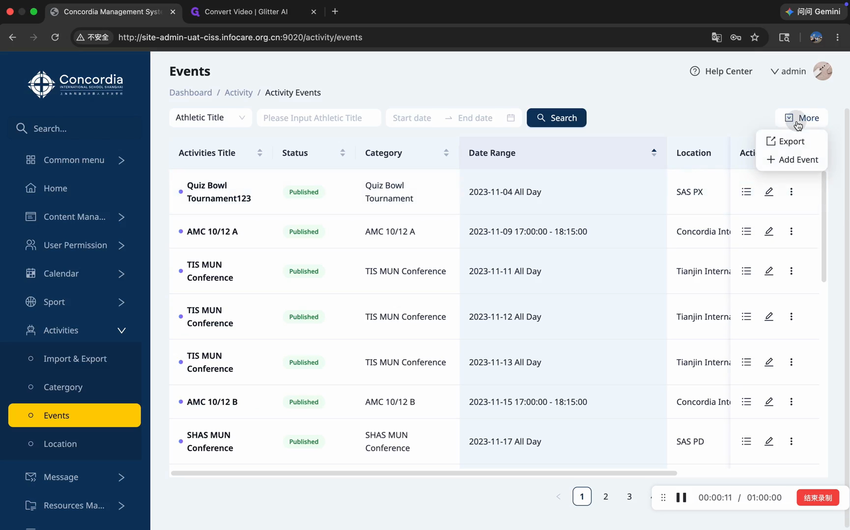 Step #3: In the top right corner of the dashboard, click More and select Add Event.