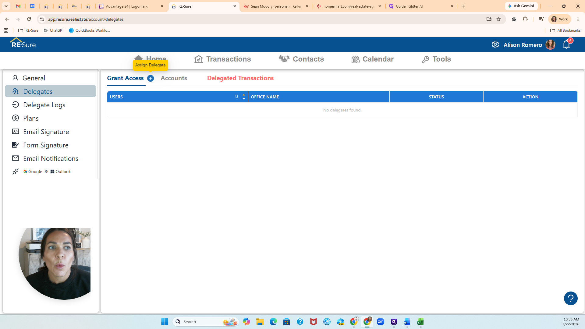 Step #3: Click the Grant Access + button to assign a new delegate.