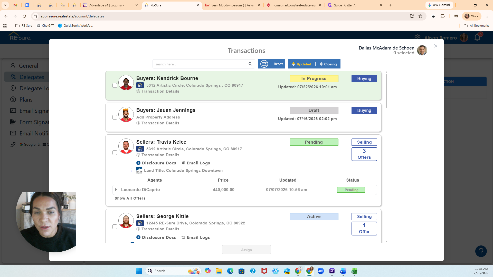 Step #7: Check the boxes next to the specific transactions you want this delegate to manage.