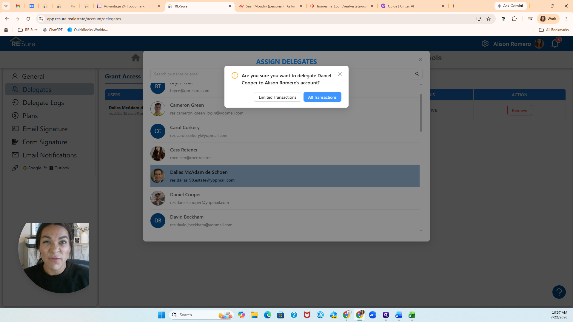 Step #12: Click All Transactions to give them unrestricted access.
