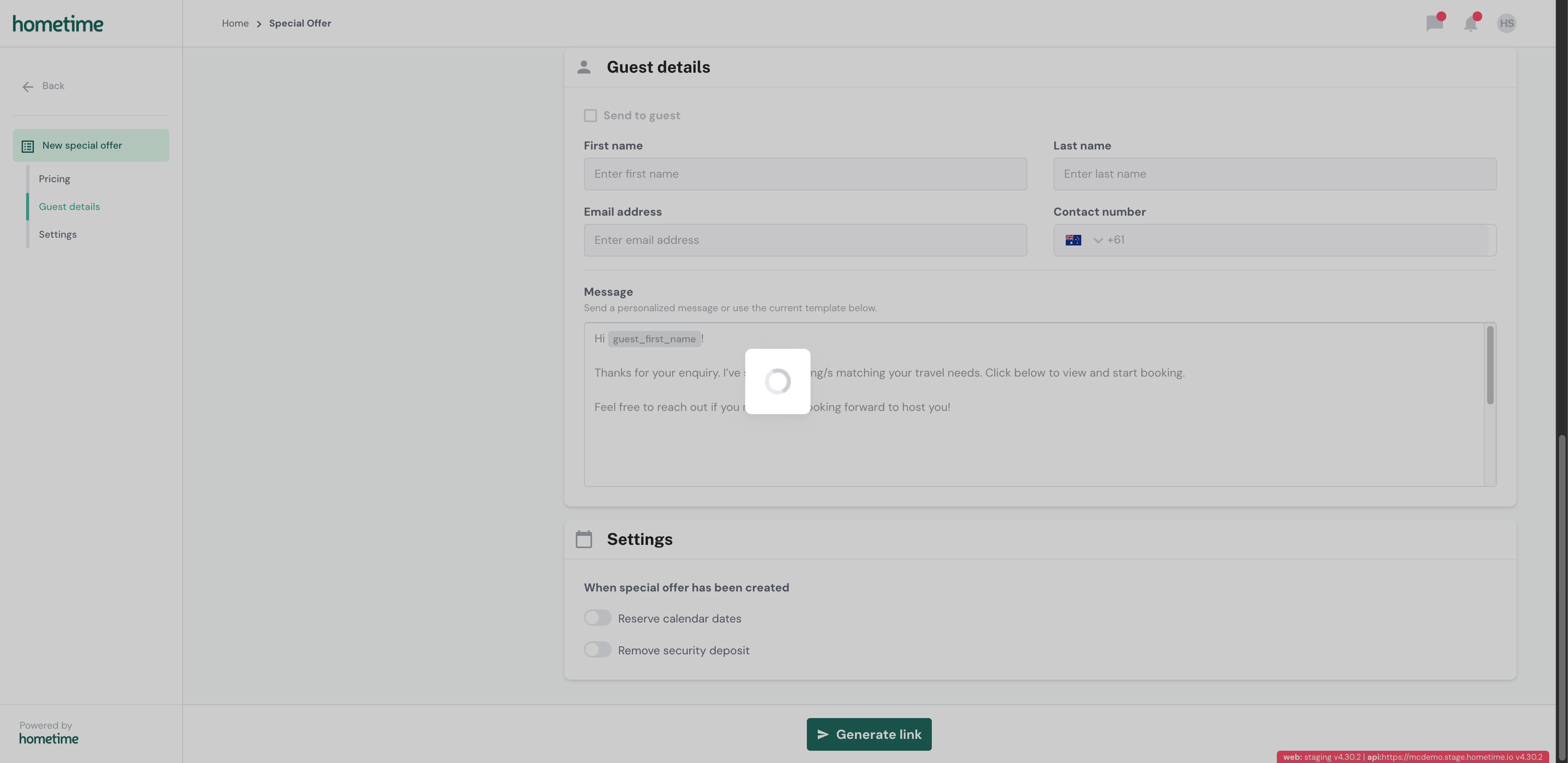 Step #18: Click on "Generate link"