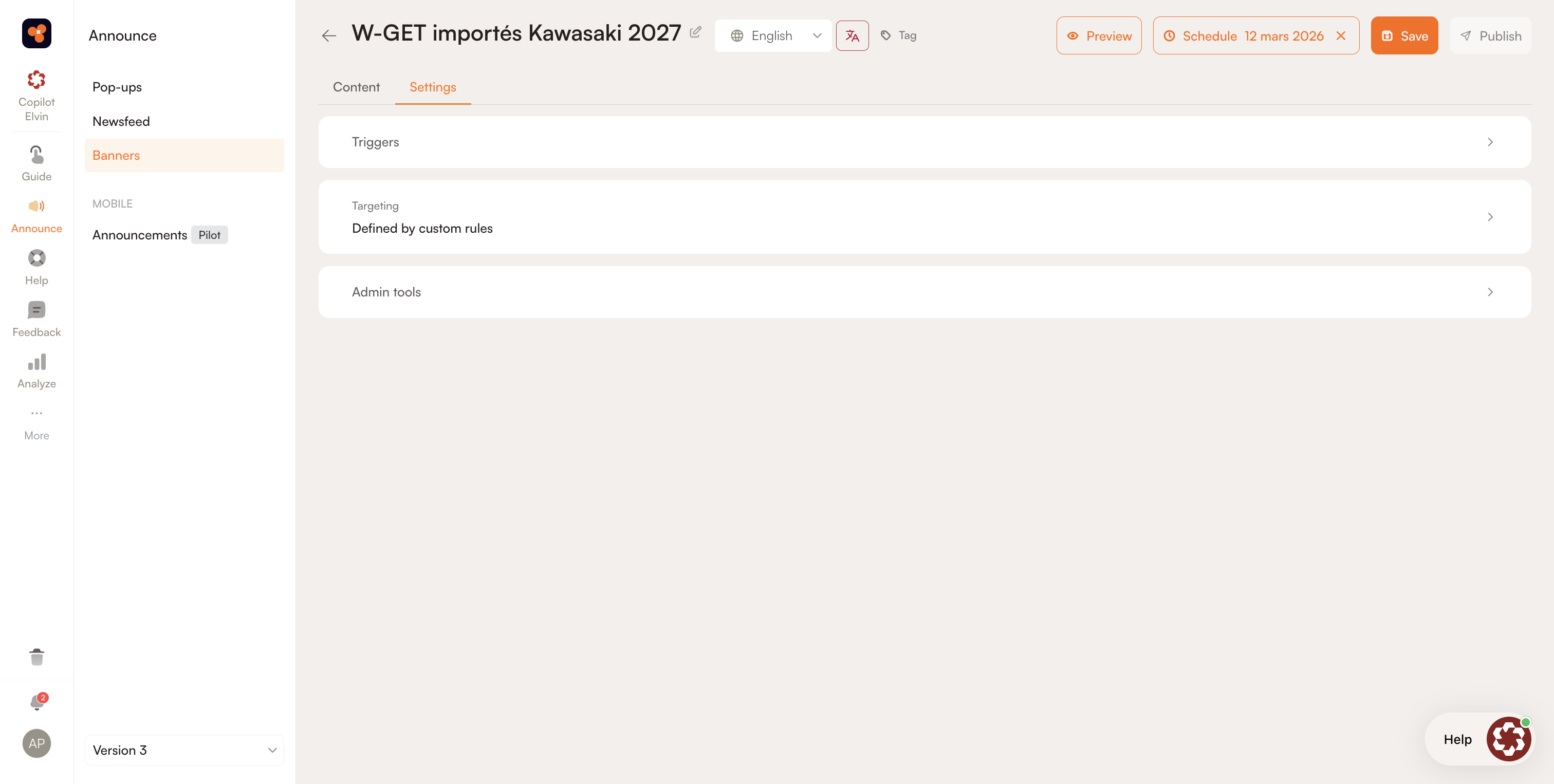 Step #5: Ouvrez la section Targeting pour configurer les règles d'audience de l'annonce.