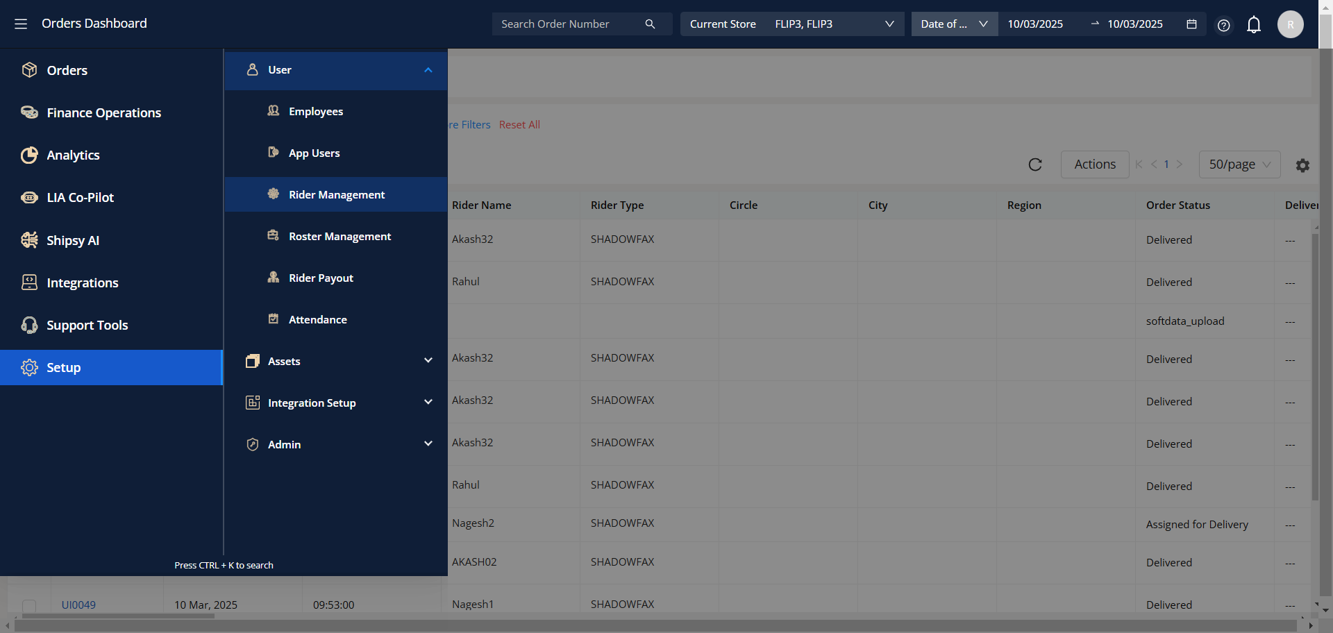 Step #7: To access 'Rider Management,' go to the 'Users' section and select it.