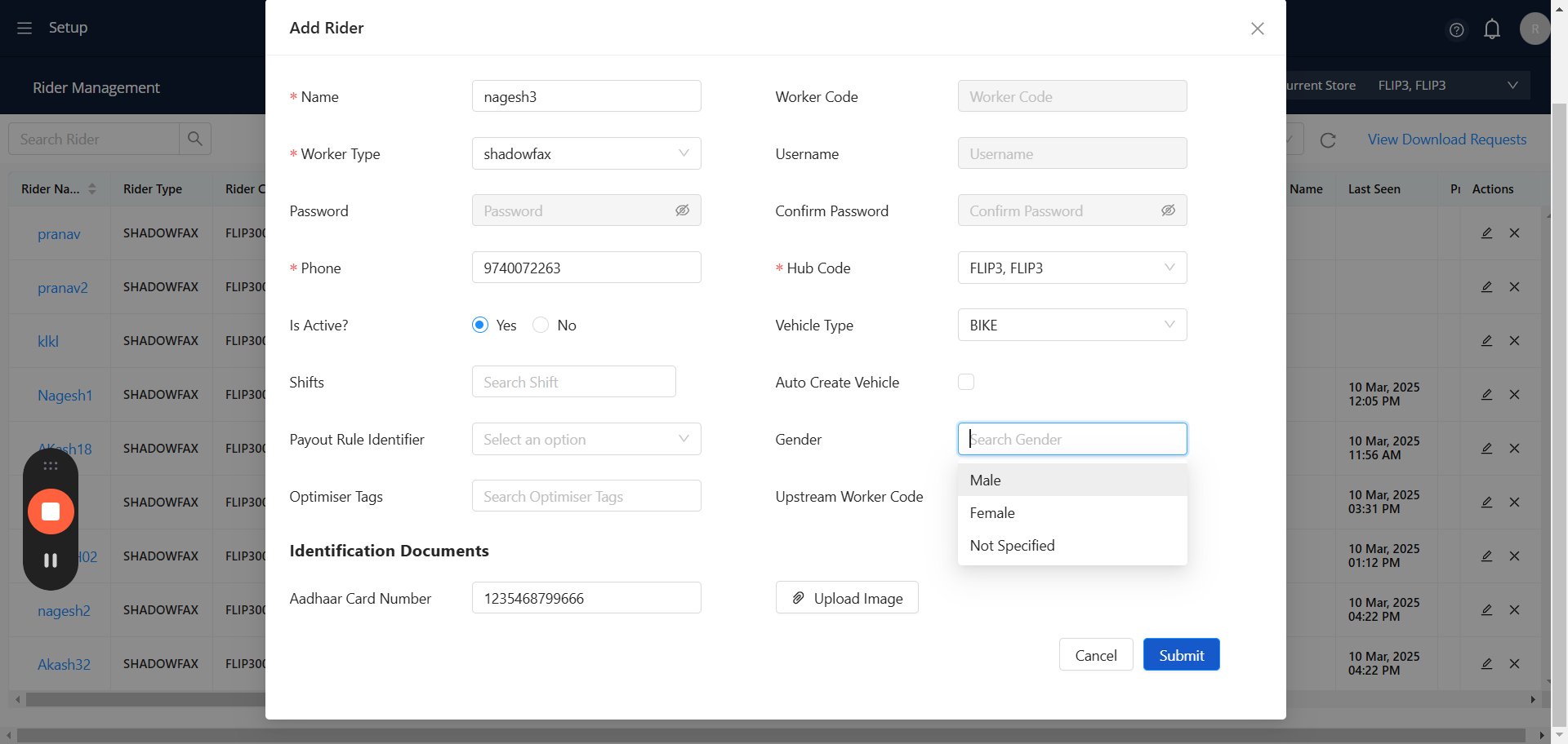 Step #18: Choose the rider's gender under the 'Gender' section.