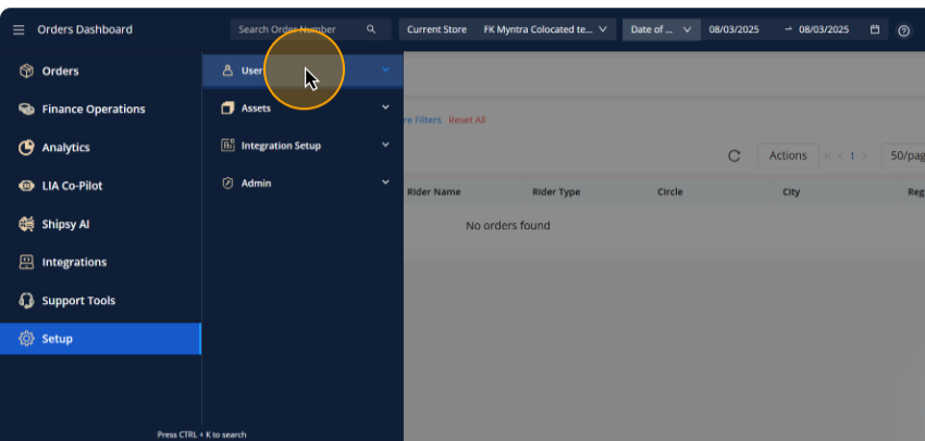 Step #6: In the setup section, please select the 'Users' option.