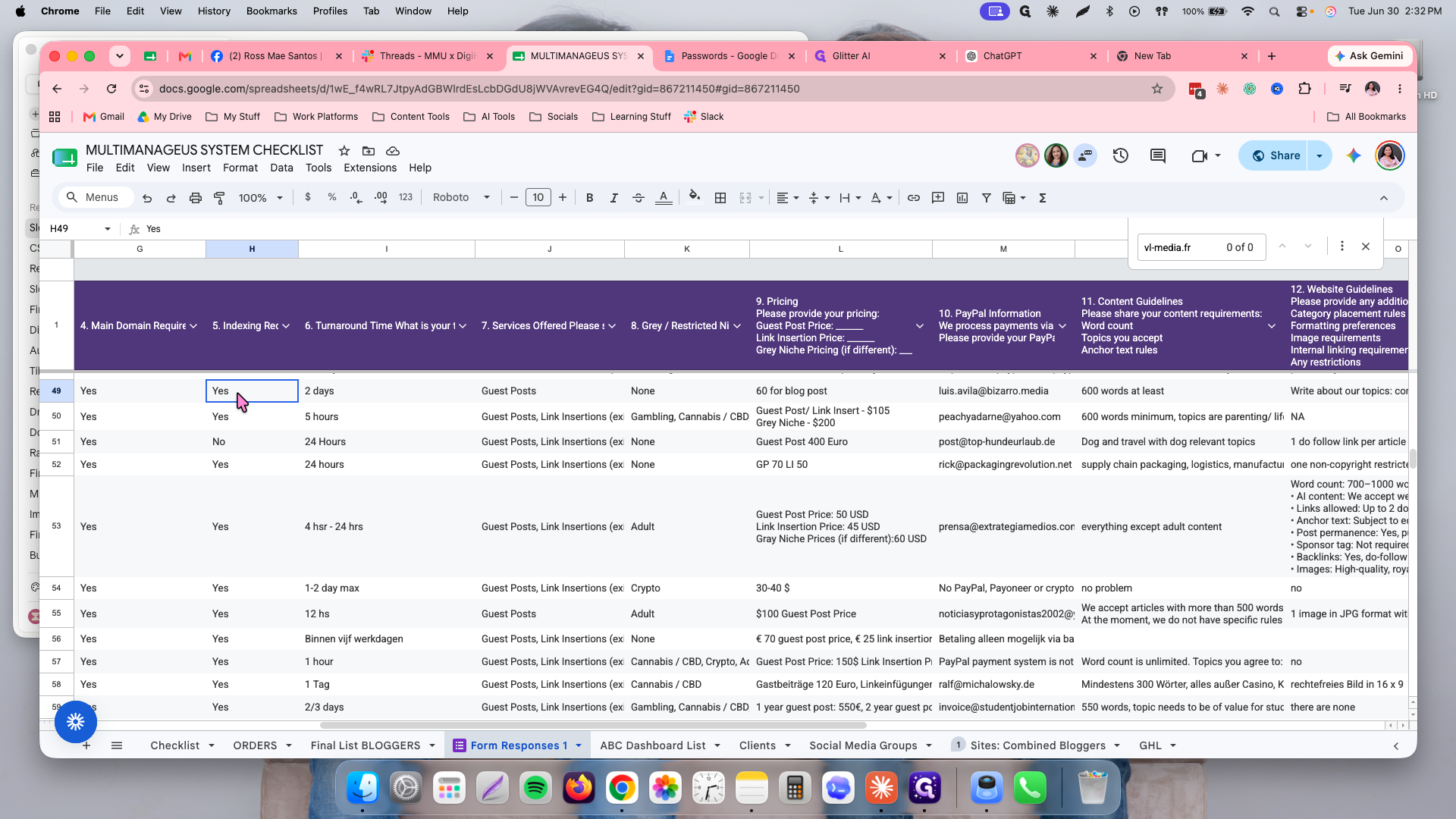 Step #4: Confirm that the value in this column is Yes for the vendor you are evaluating.