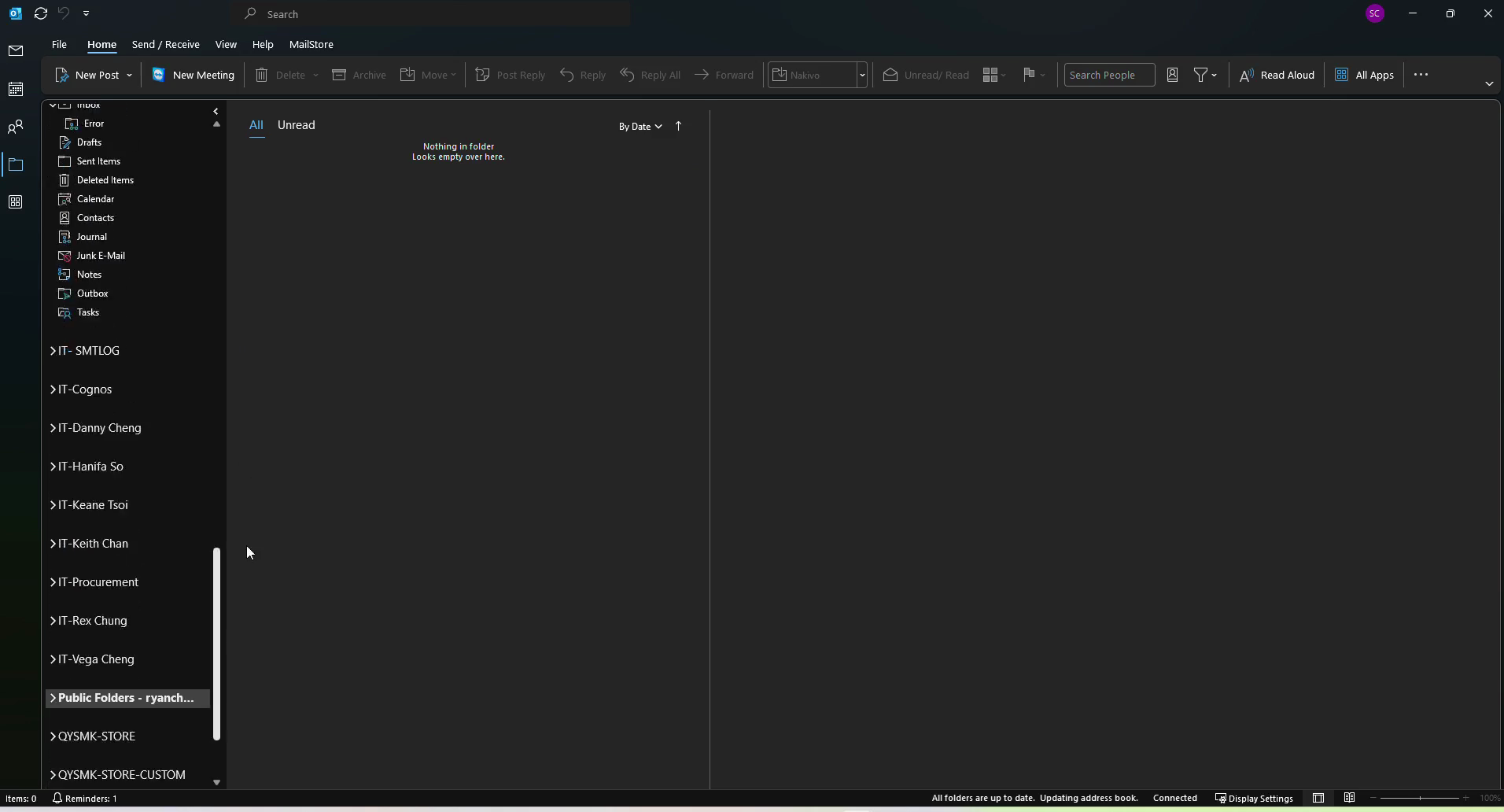 Step #2: In the folder pane, locate and click Public Folders.