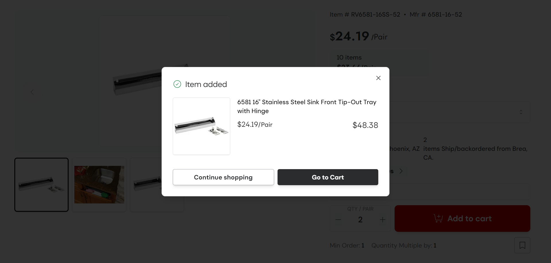 Step #18: Click "Go to Cart"