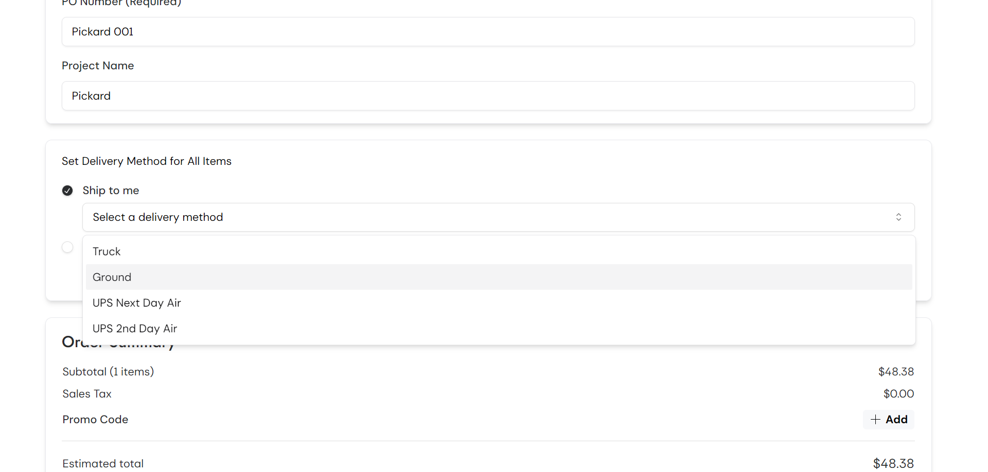 Step #26: Click "Ground" for ground delivery