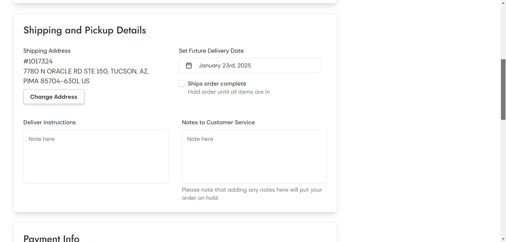 Step #29: Shipping Details page: