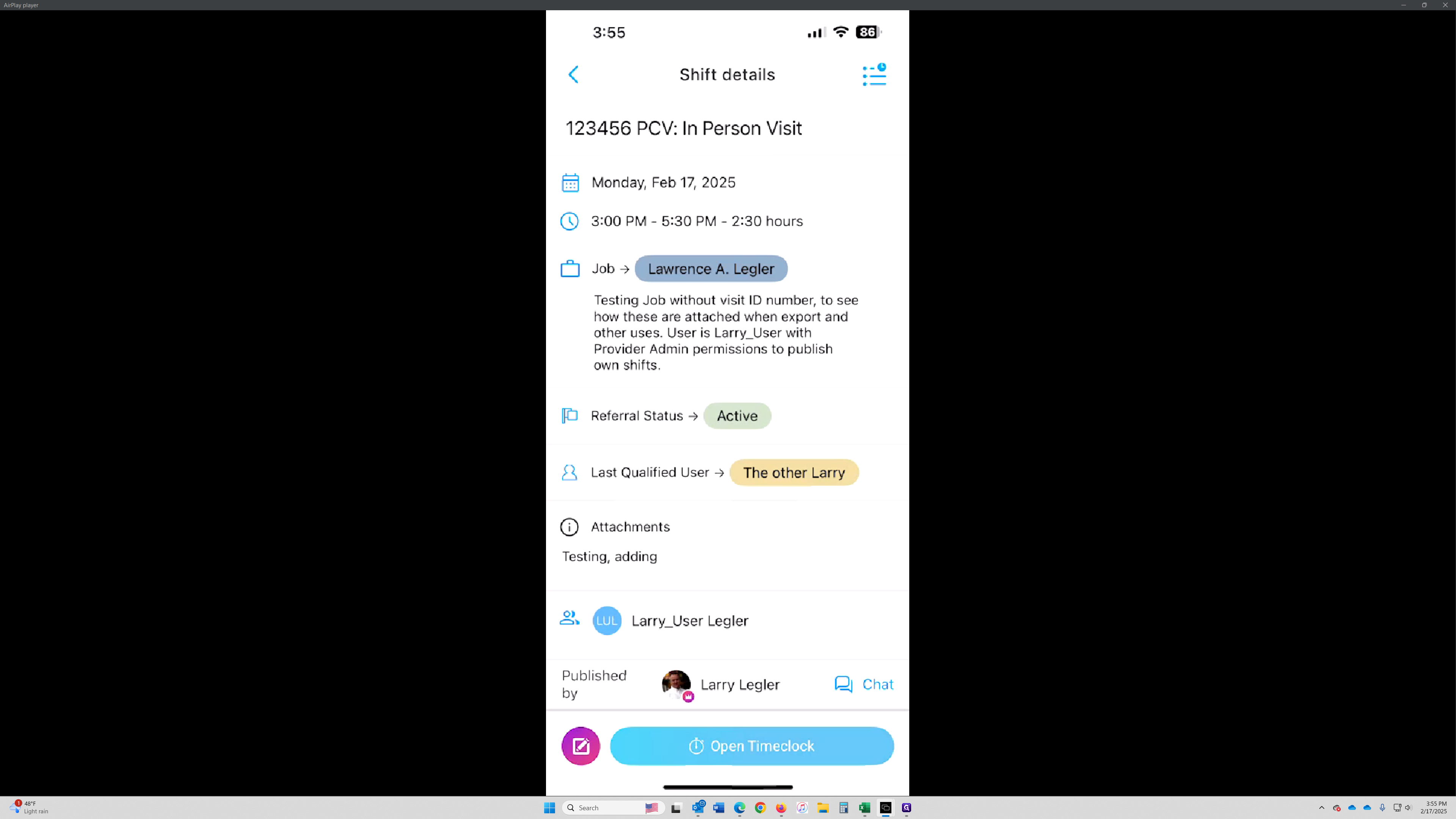Step #3: Click on "Open Timeclock" at the bottom