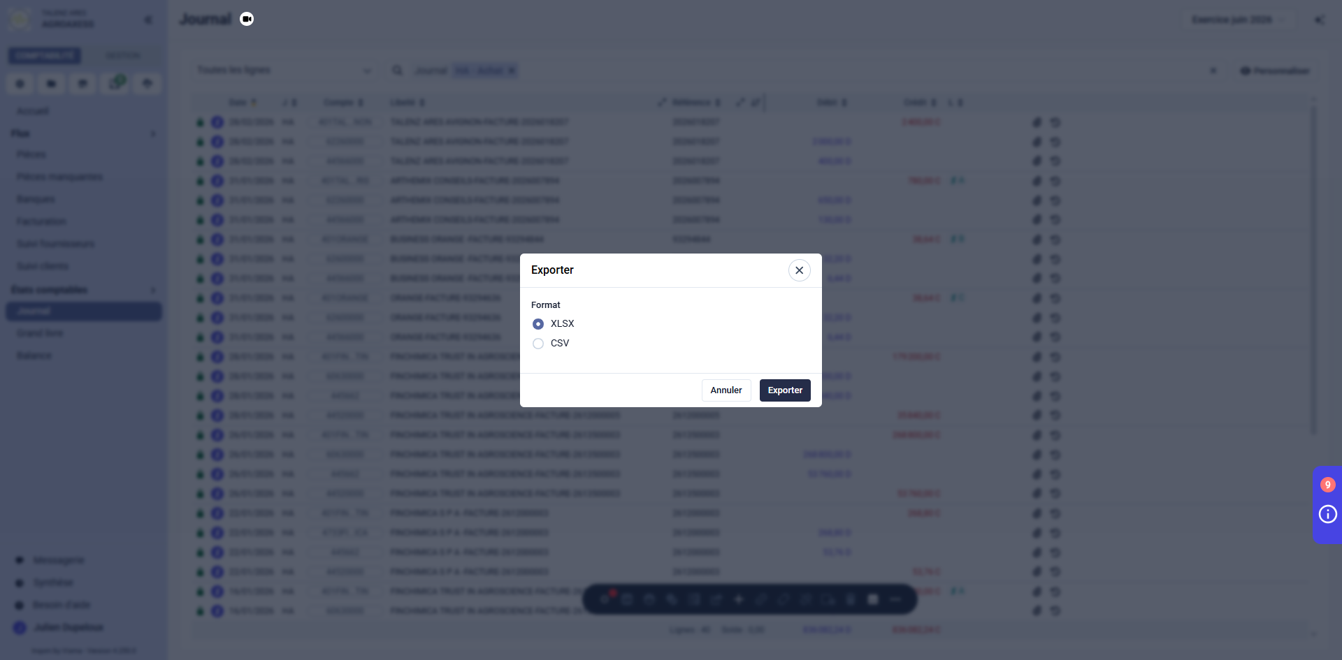 Step #4: Dans la fenêtre d'exportation, sélectionnez votre format puis cliquez sur Exporter pour télécharger le fichier.