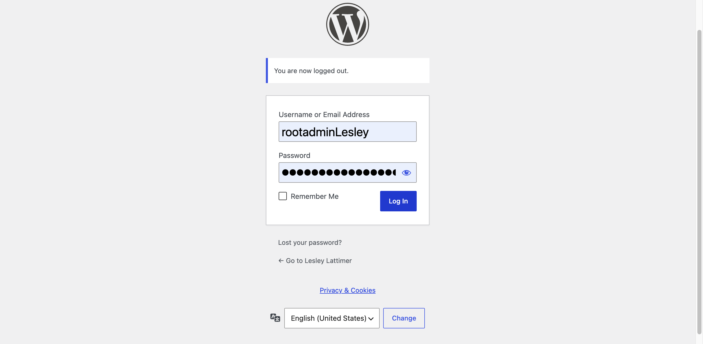 Step #1: Click Log In to enter the WordPress dashboard.