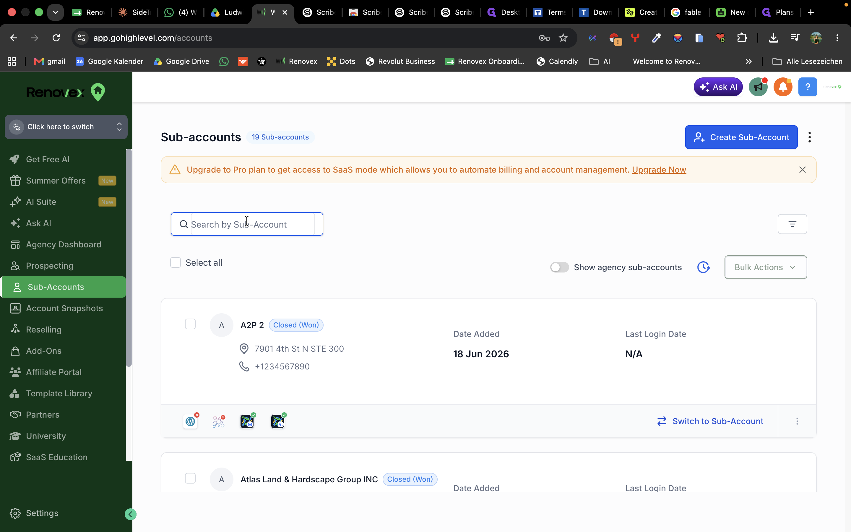 Step #7: Search for your client's subaccount and select it.