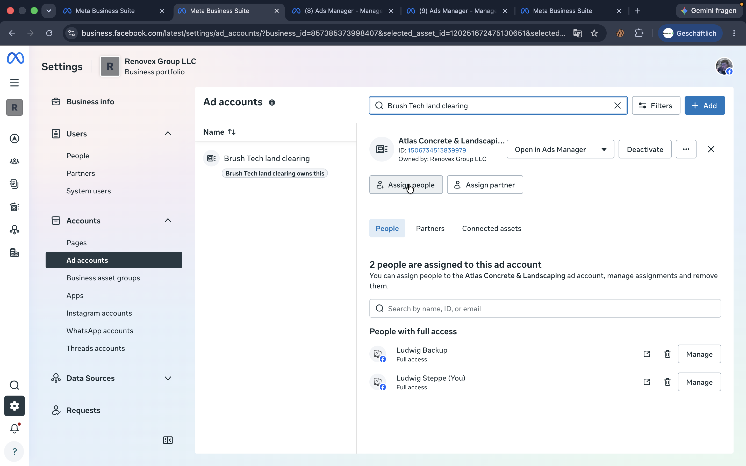 Step #21: Select the client's ad account and click Assign people.