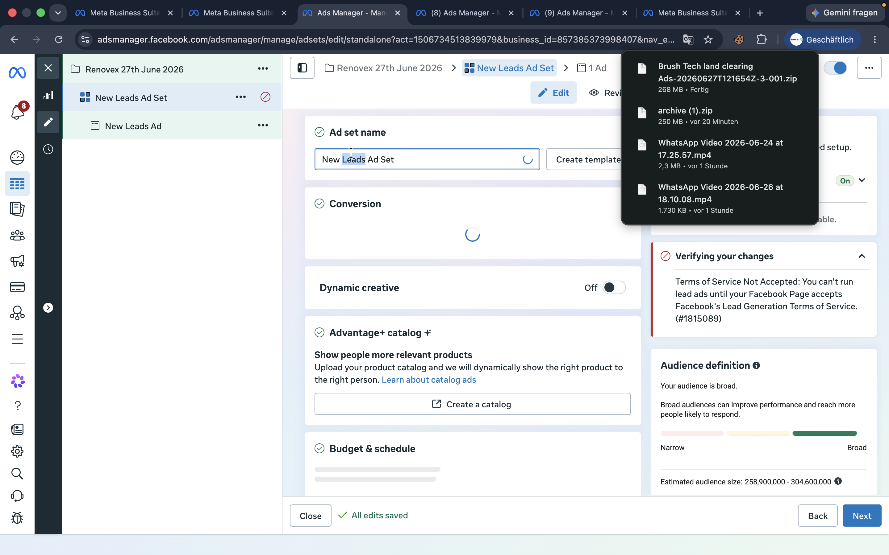 Step #29: Navigate to the ad set level in the sidebar to configure targeting.