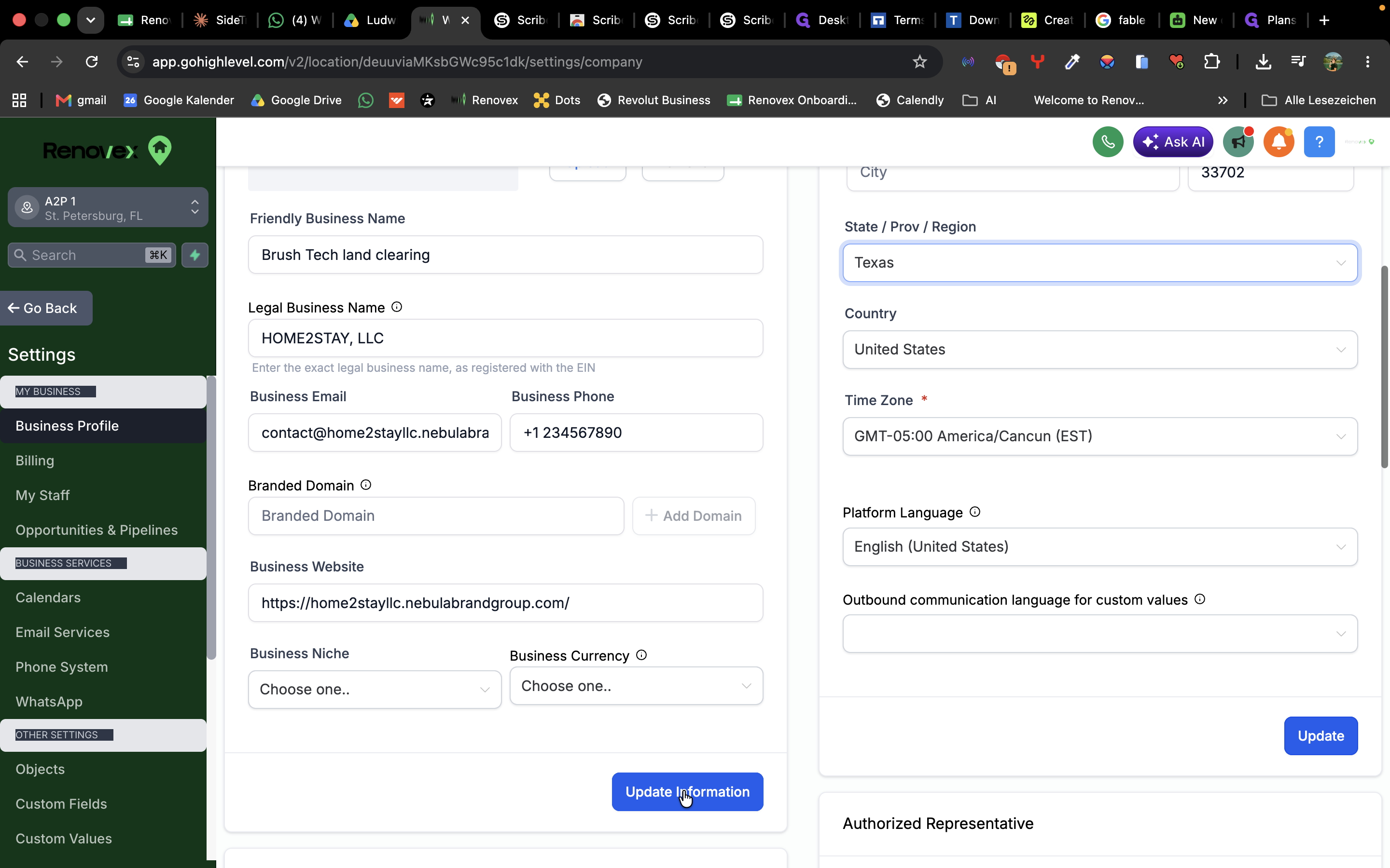 Step #4: Click Update Information to save the changes.