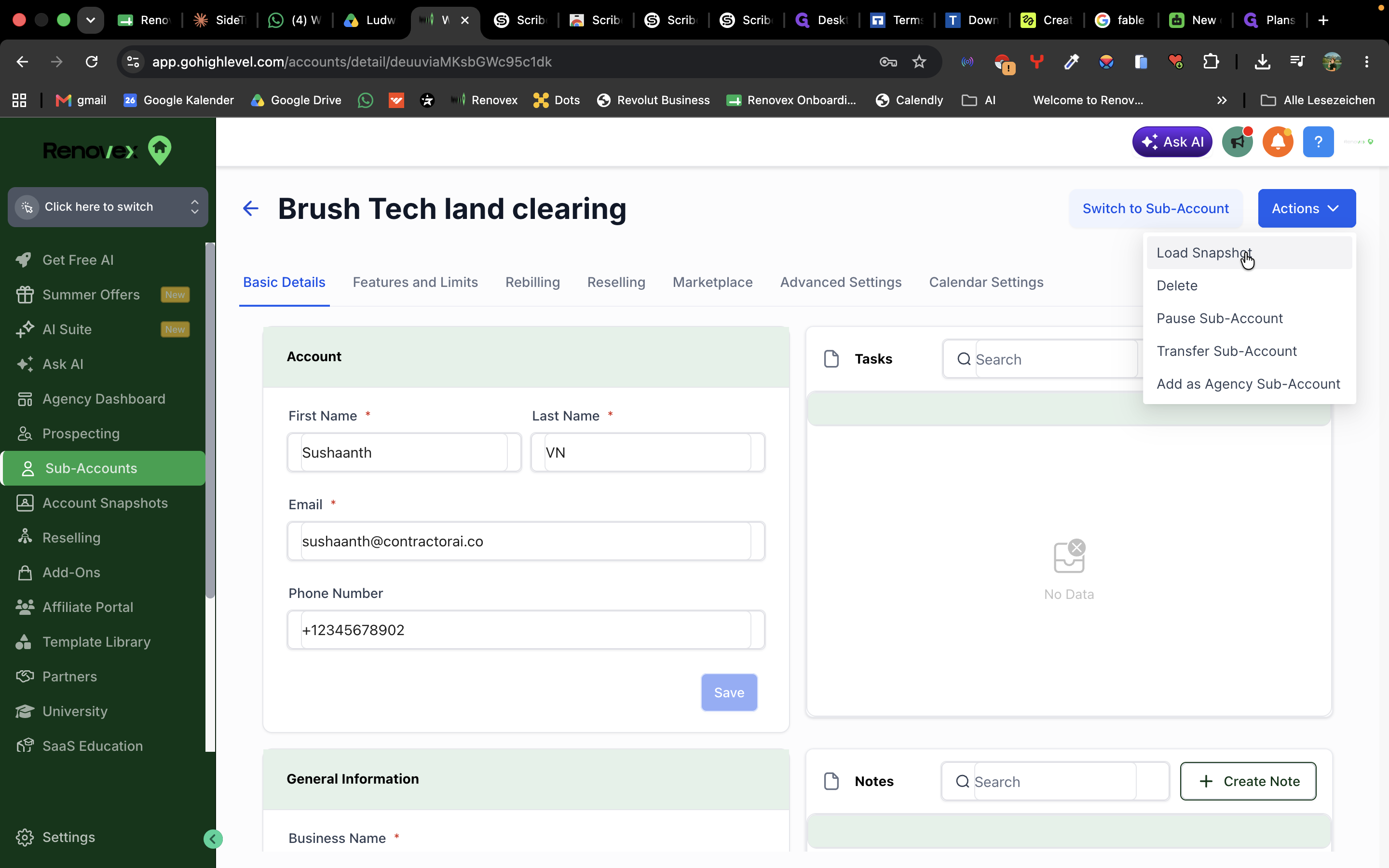 Step #8: Open the Actions dropdown menu and select Load Snapshot.