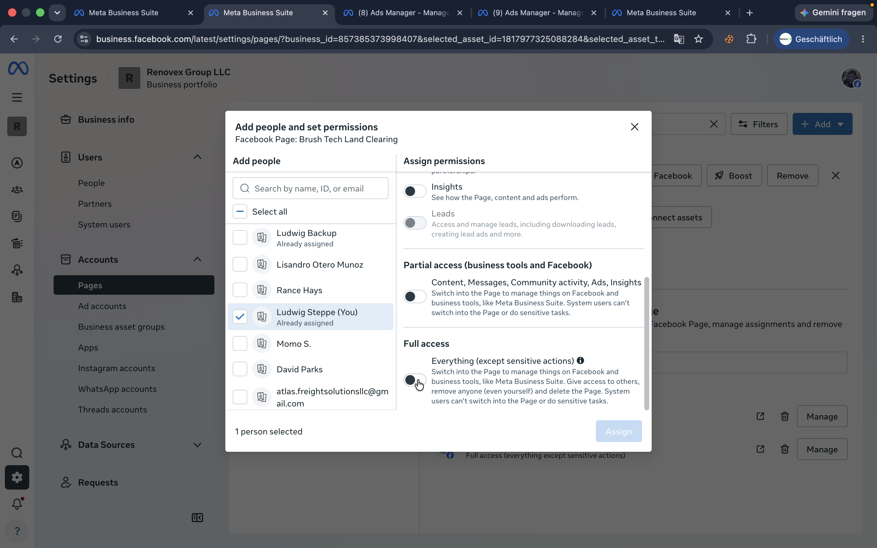 Step #19: Toggle on Full access, then click Assign.