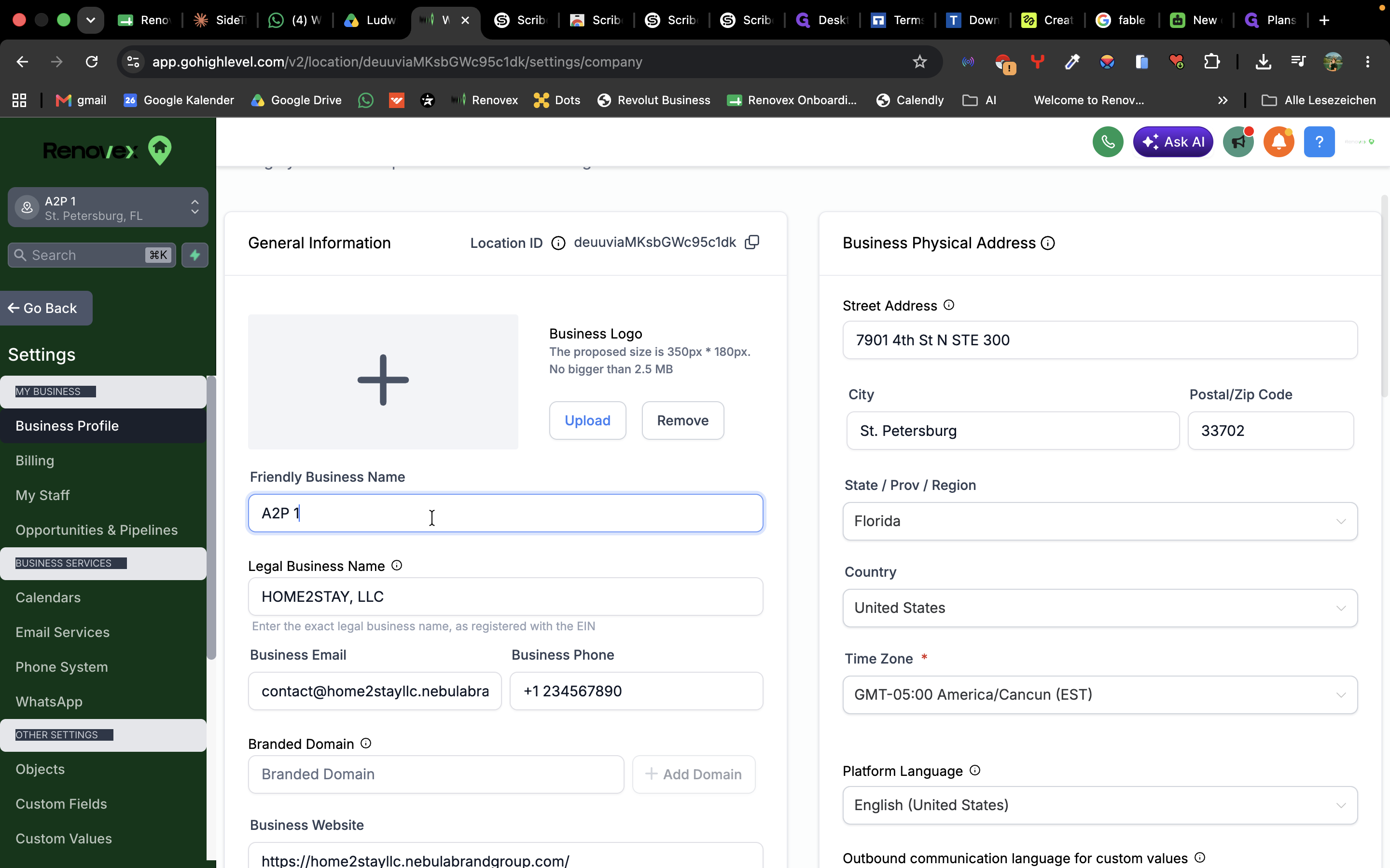 Step #2: Enter the client's business name into the Friendly Business Name field.