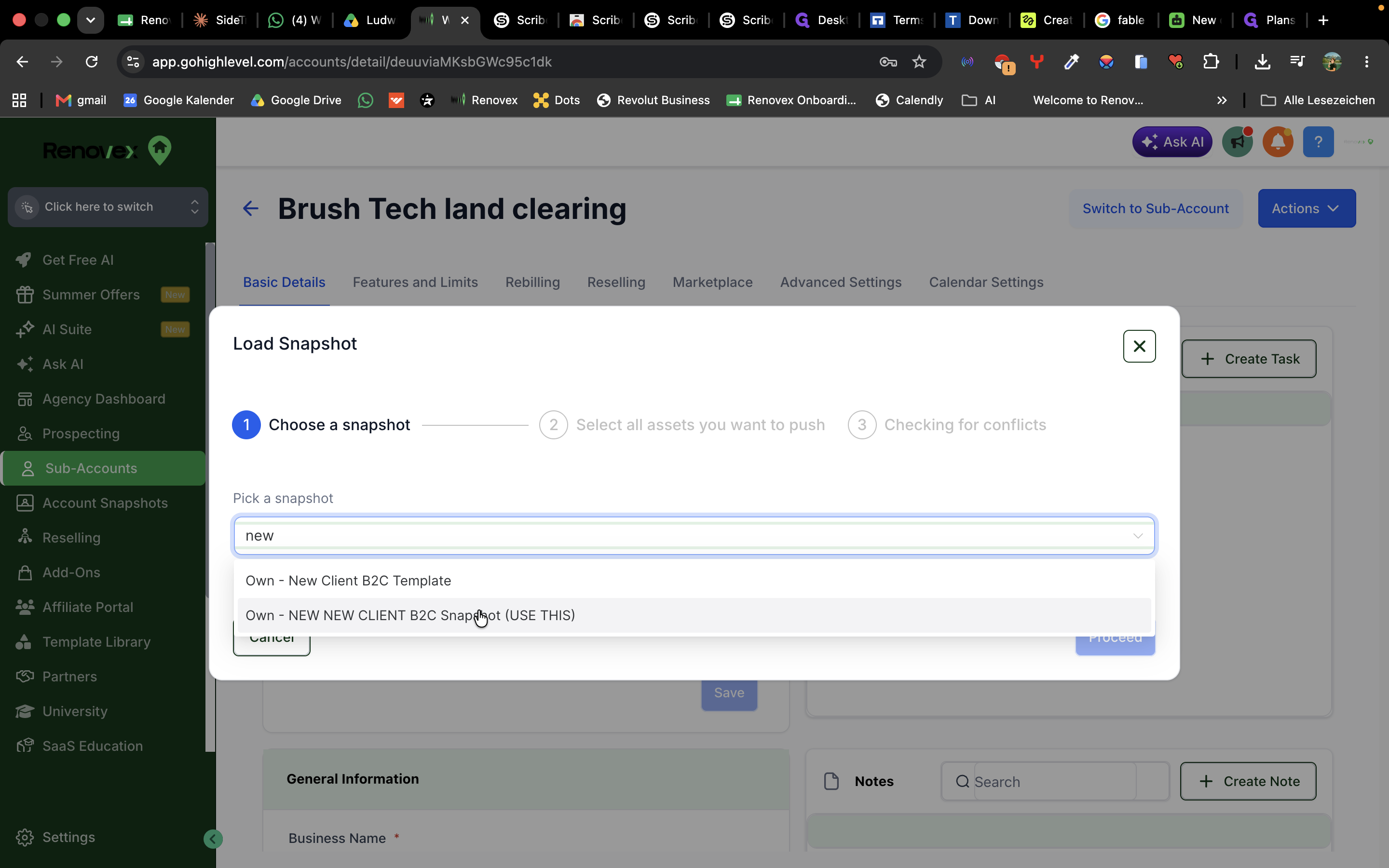 Step #10: Select the NEW NEW CLIENT B2C Snapshot.